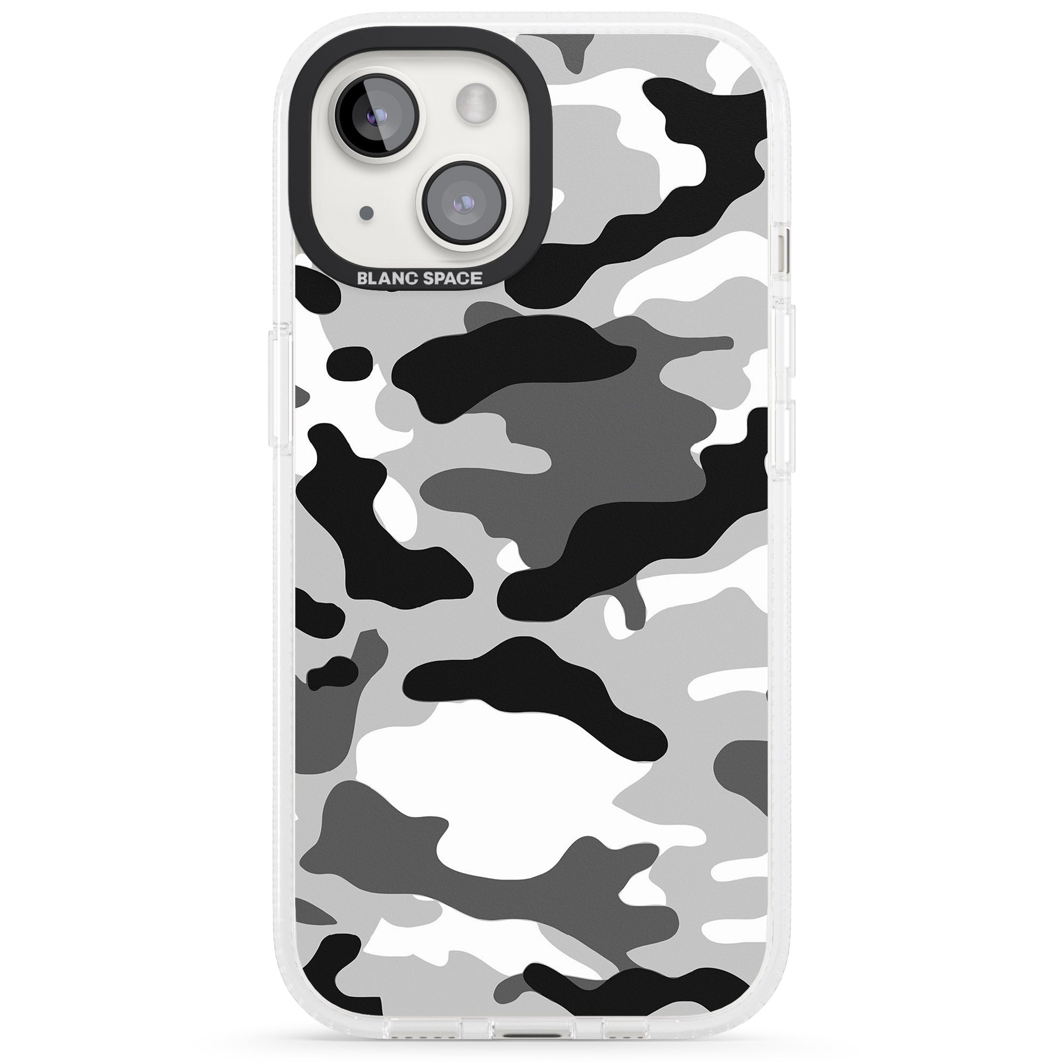 Grey Camo iPhone 15 / 14 / 13 Clear Case Impact Air - Blanc Space