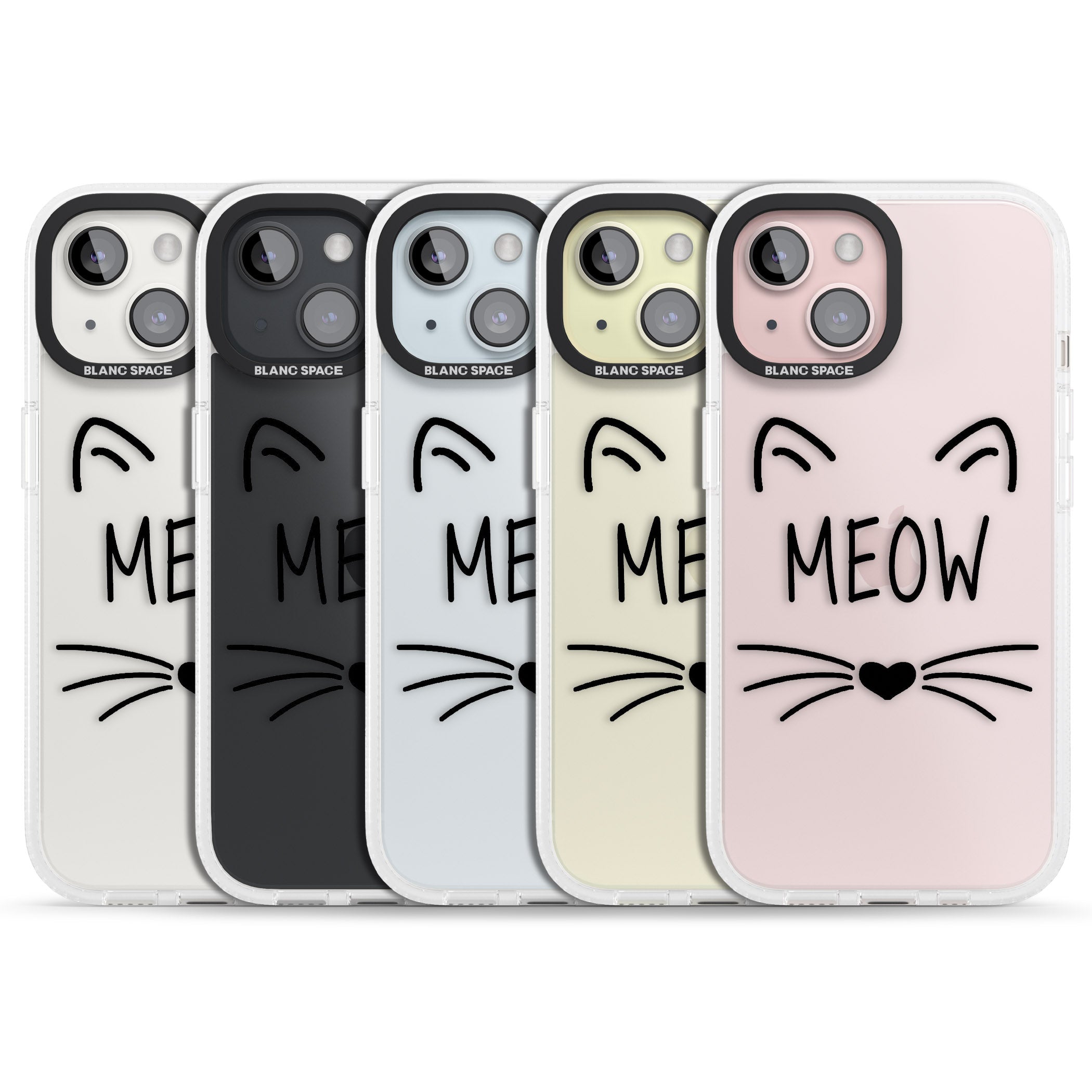 Cat Whiskers iPhone 15 / 14 / 13 Clear Case Impact Air - Blanc Space