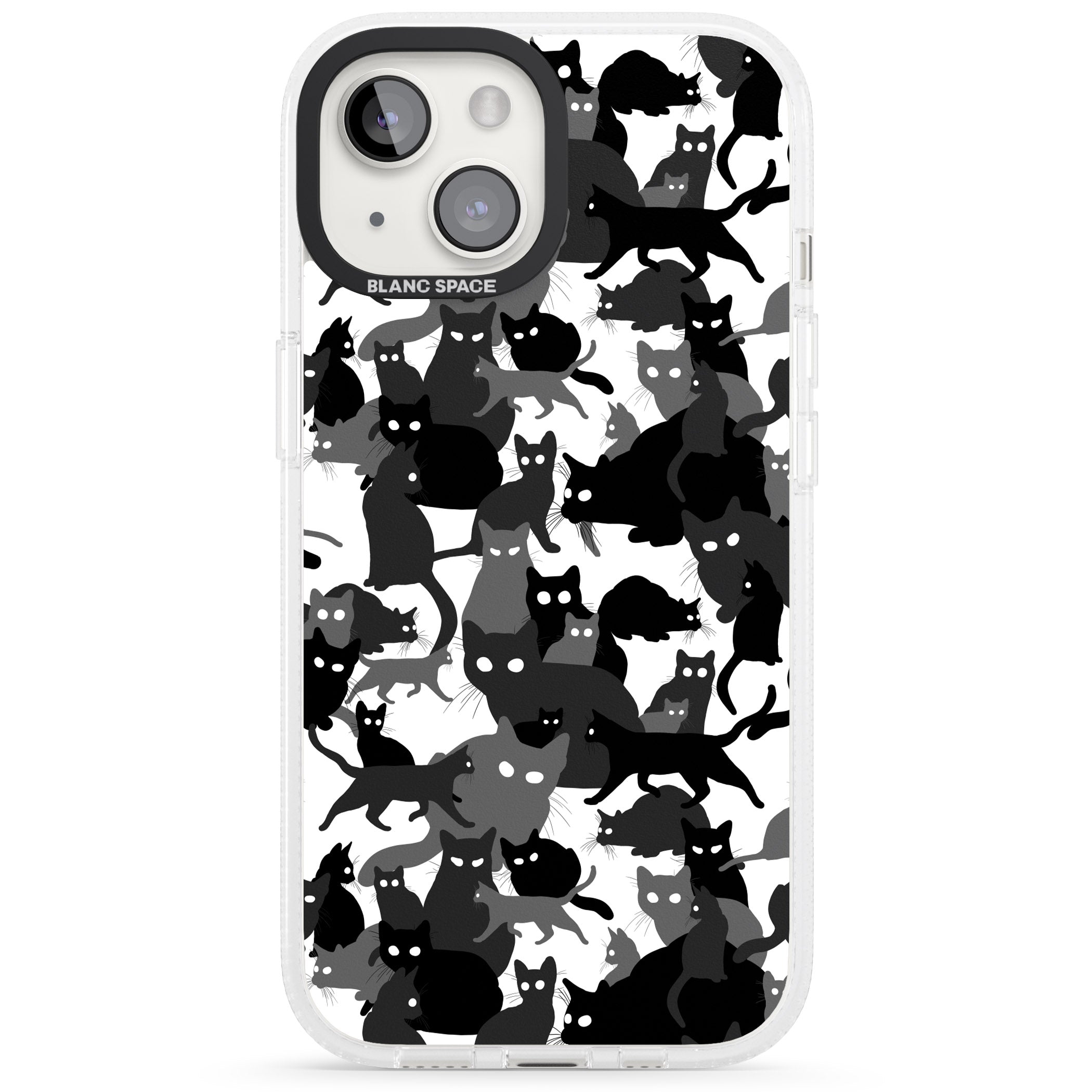 Black & White Cat Camouflage iPhone 15 / 14 / 13 Clear Case Impact Air - Blanc Space