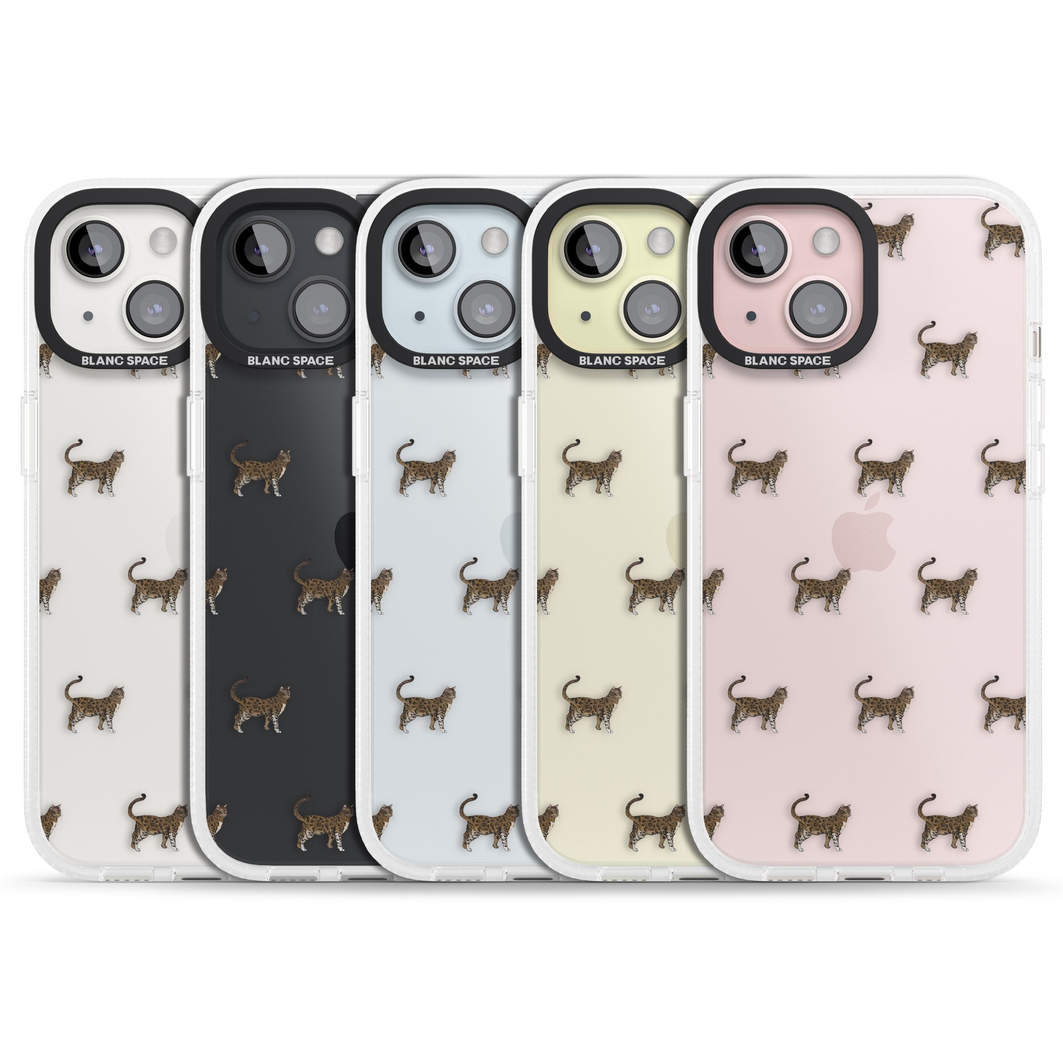 Bengal Cat Pattern iPhone 15 / 14 / 13 Clear Case Impact Air - Blanc Space
