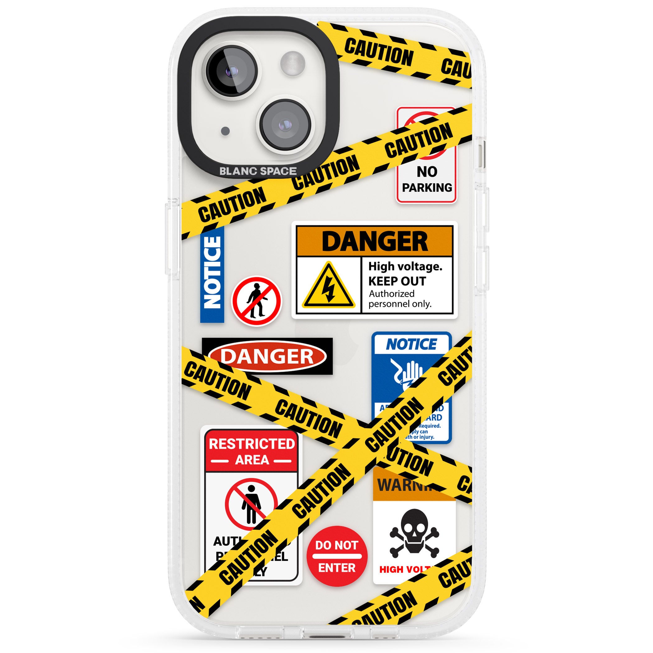 CAUTION iPhone 15 / 14 / 13 Clear Case Impact Air - Blanc Space