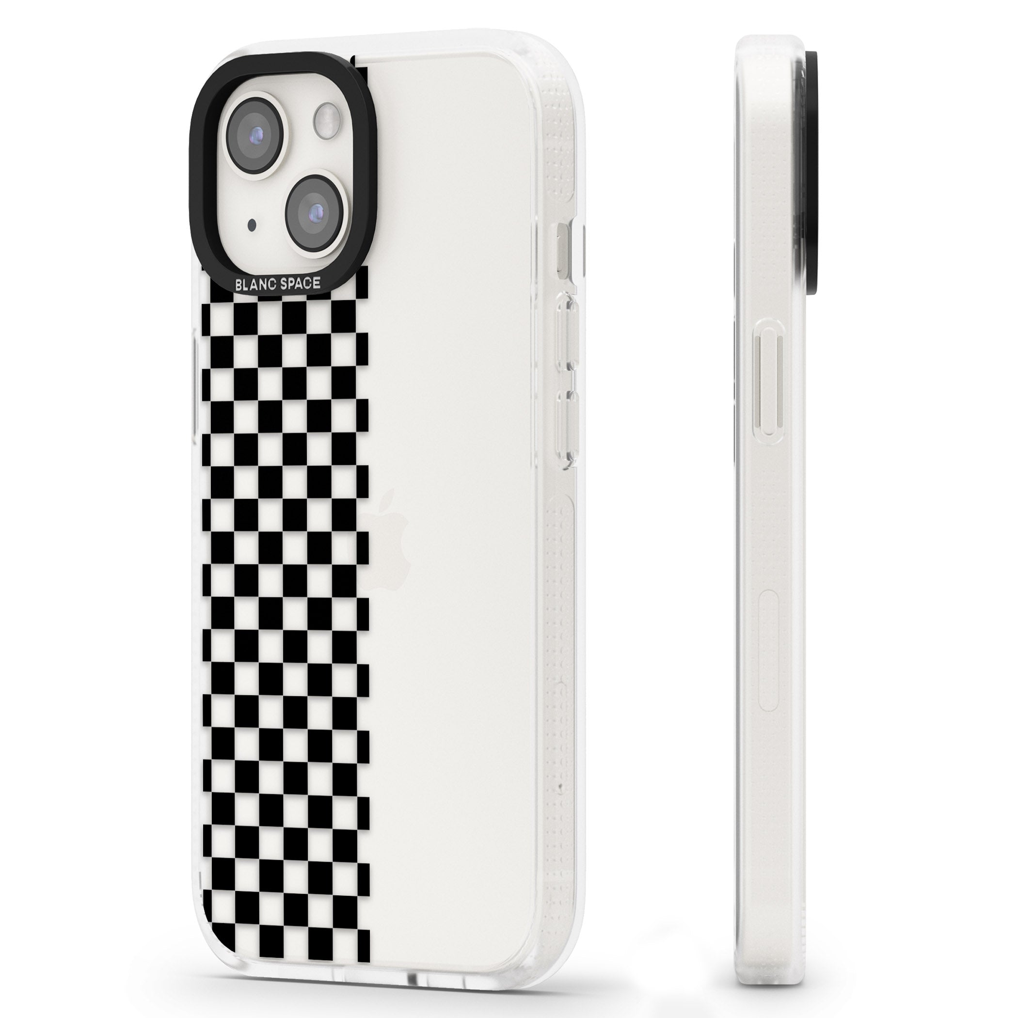 Checker: Half Black Check on Clear iPhone 15 / 14 / 13 Clear Case Impact Air - Blanc Space
