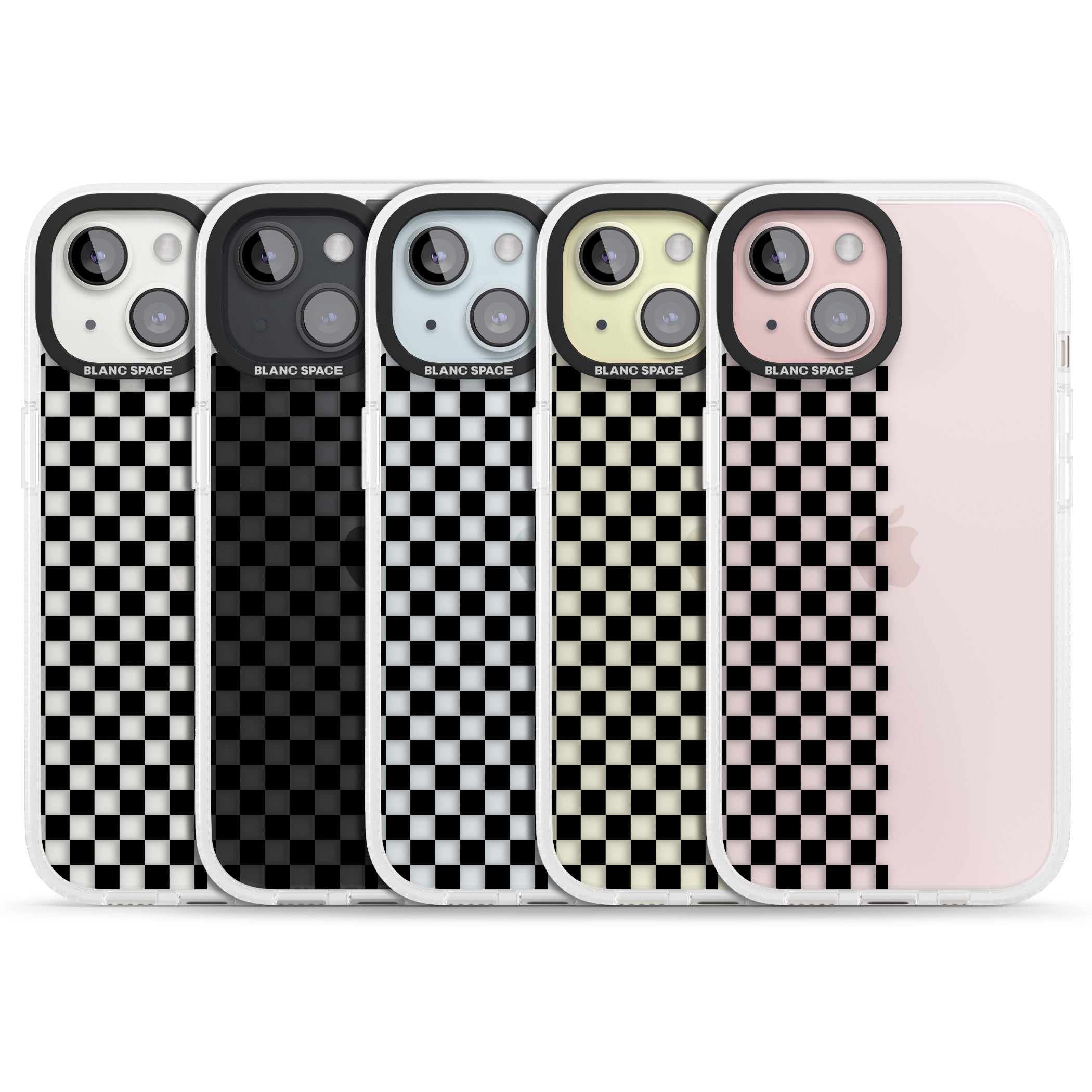 Checker: Half Black Check on Clear iPhone 15 / 14 / 13 Clear Case Impact Air - Blanc Space