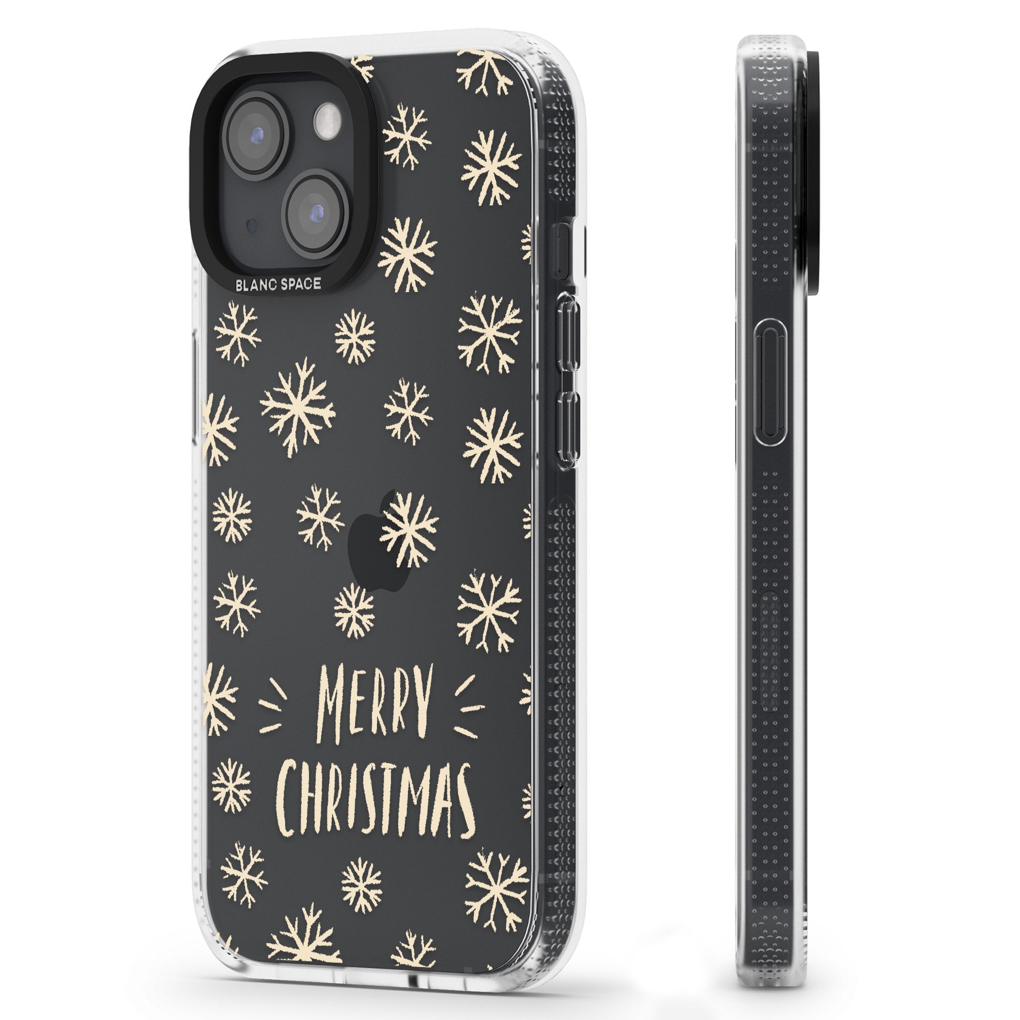 Christmas Snowflake Pattern iPhone 15 / 14 / 13 Clear Case Impact Air - Blanc Space