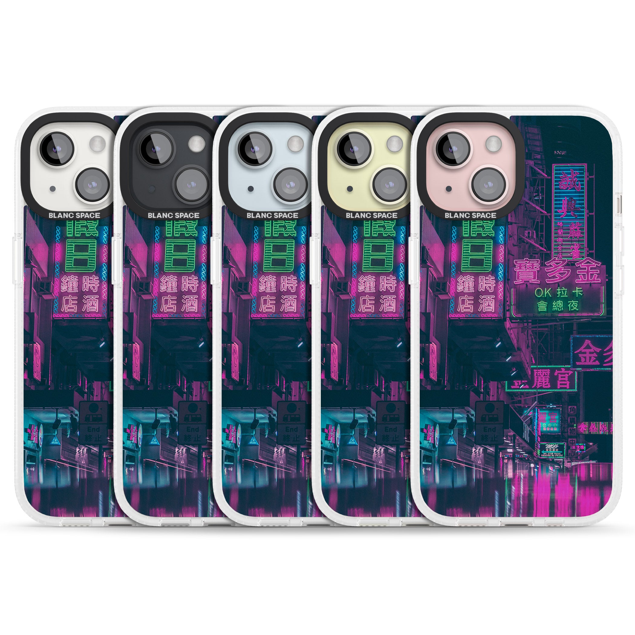 Rainy Reflections - Neon Cities Photographs iPhone 15 / 14 / 13 Clear Case Impact Air - Blanc Space