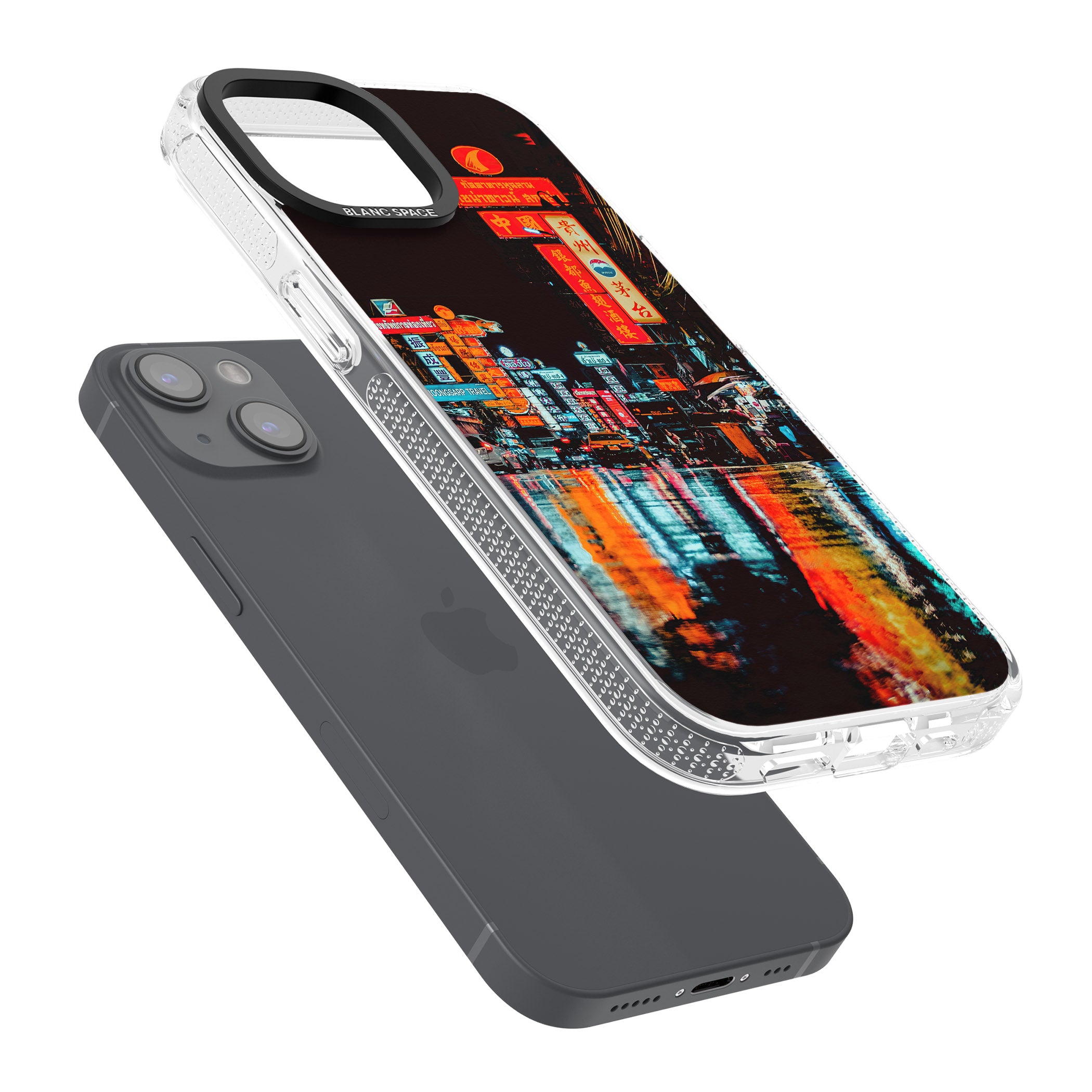 Neon City iPhone 15 / 14 / 13 Clear Case Impact Air - Blanc Space