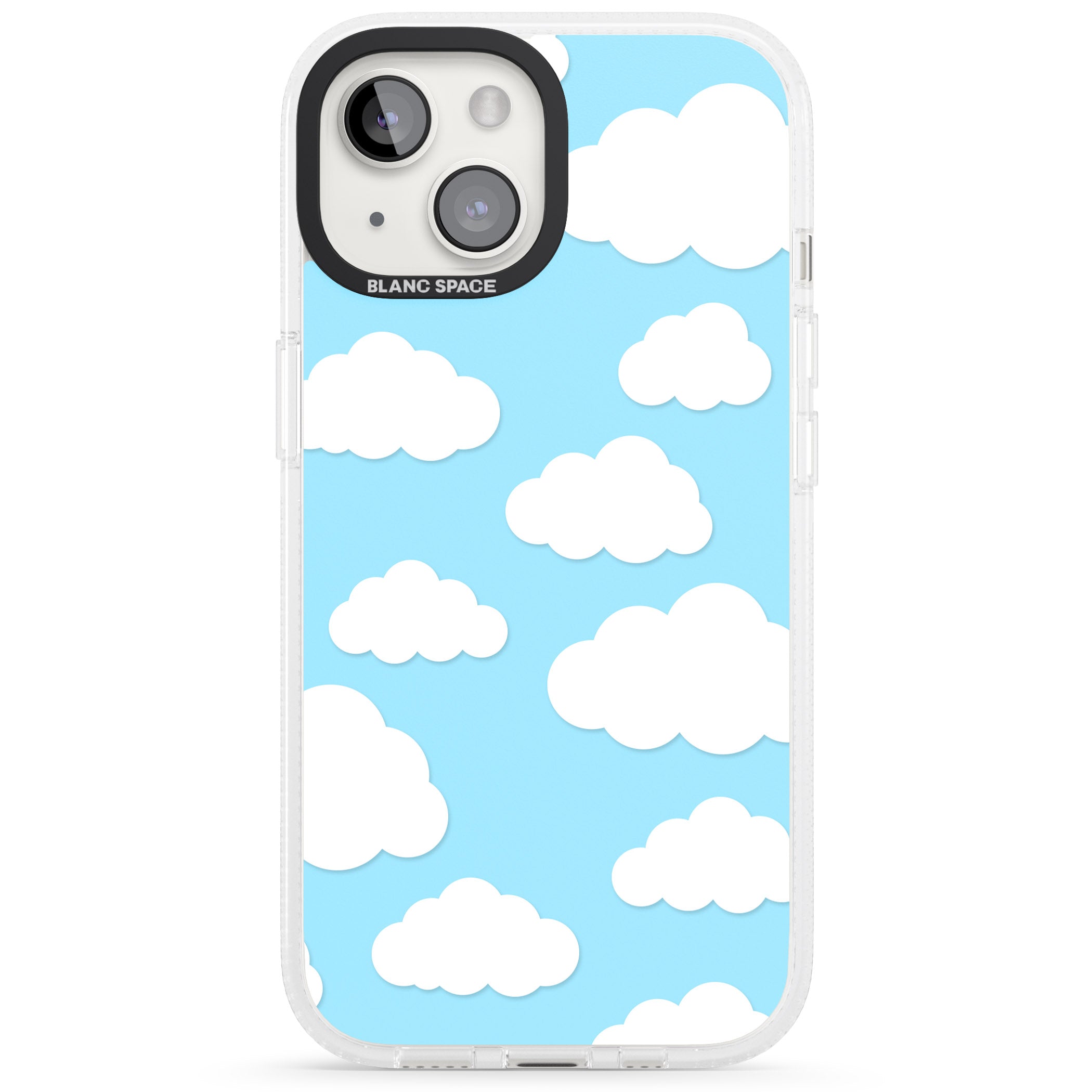 Blue Sky & Clouds Pattern iPhone 15 / 14 / 13 Clear Case Impact Air - Blanc Space
