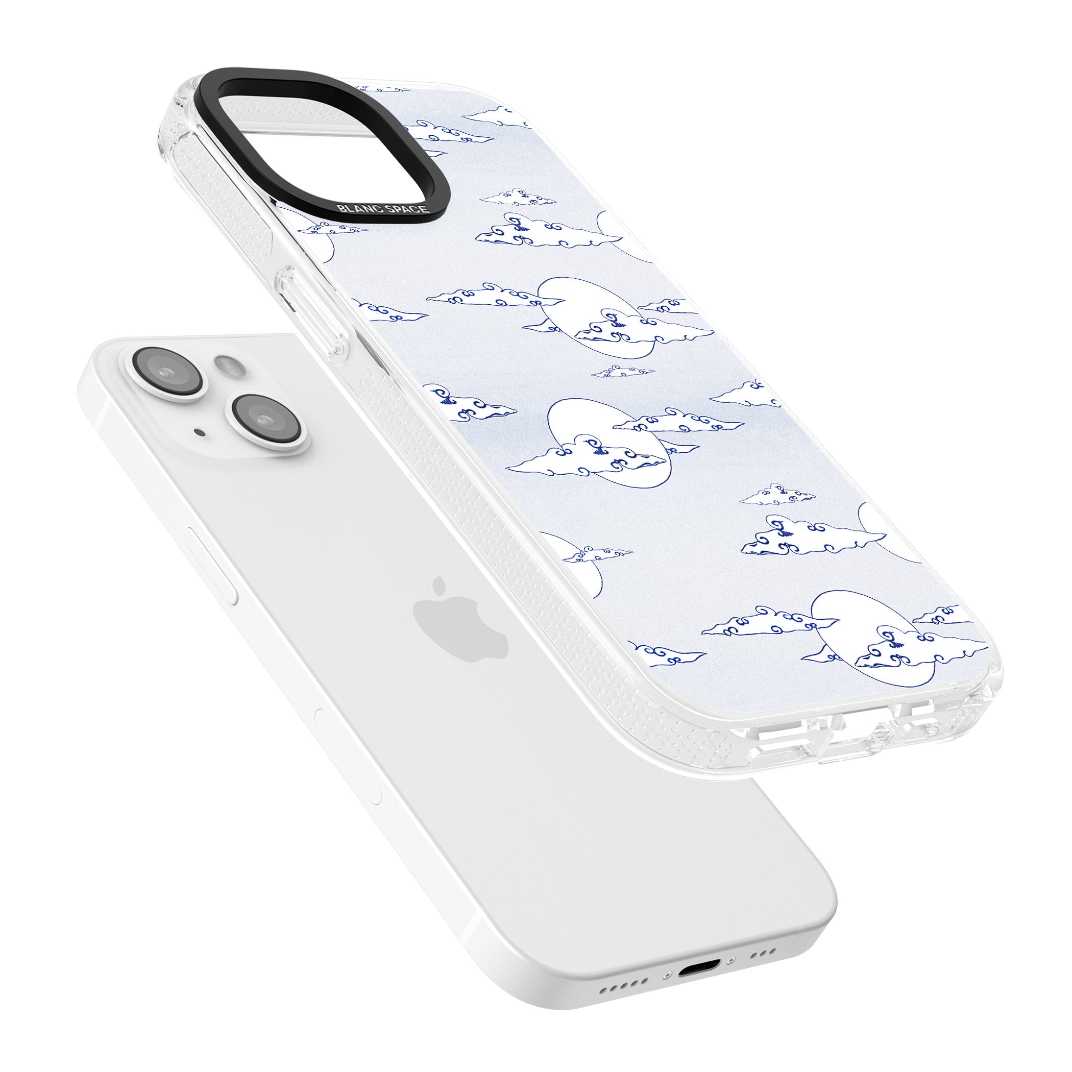 Moon & Clouds iPhone 15 / 14 / 13 Clear Case Impact Air - Blanc Space