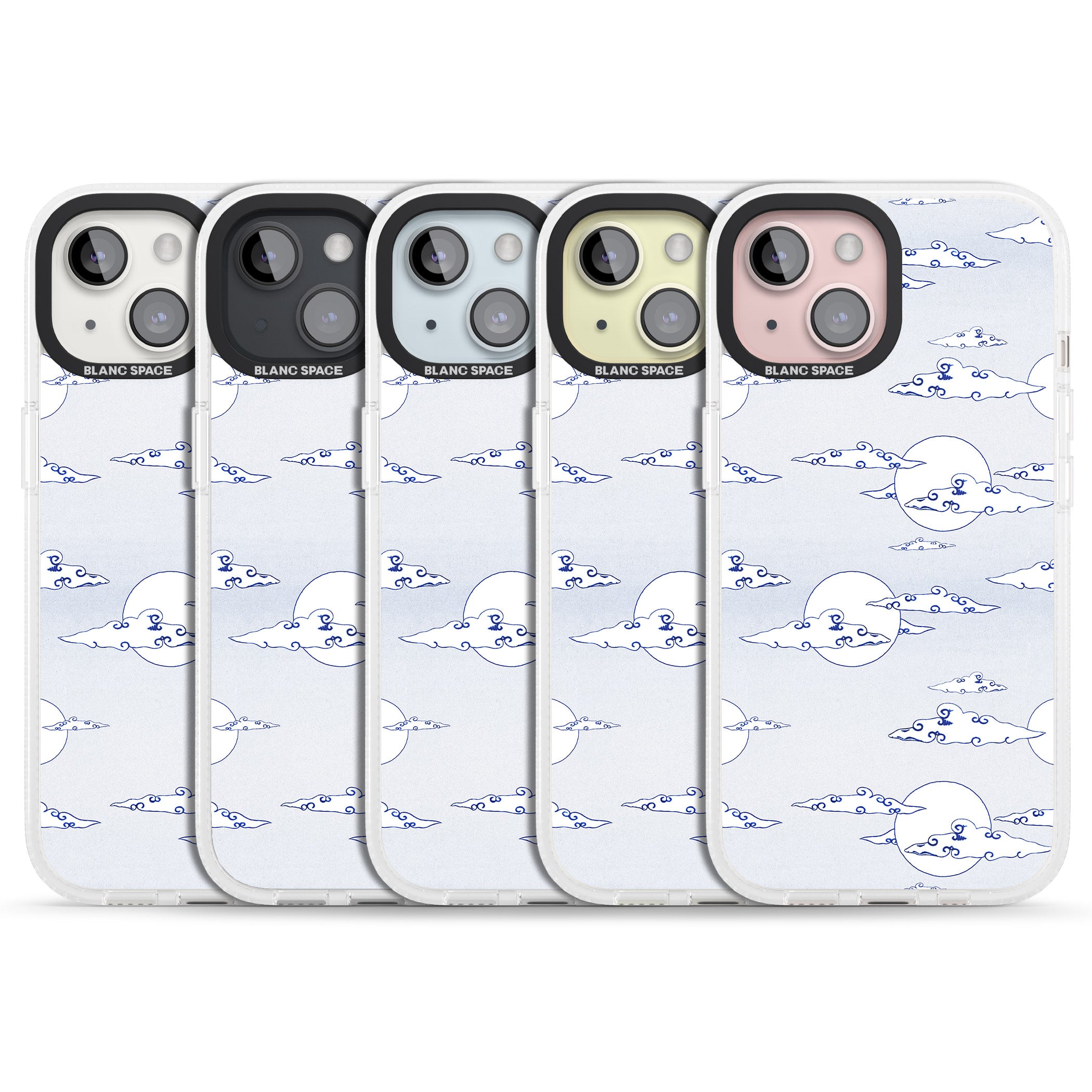 Moon & Clouds iPhone 15 / 14 / 13 Clear Case Impact Air - Blanc Space