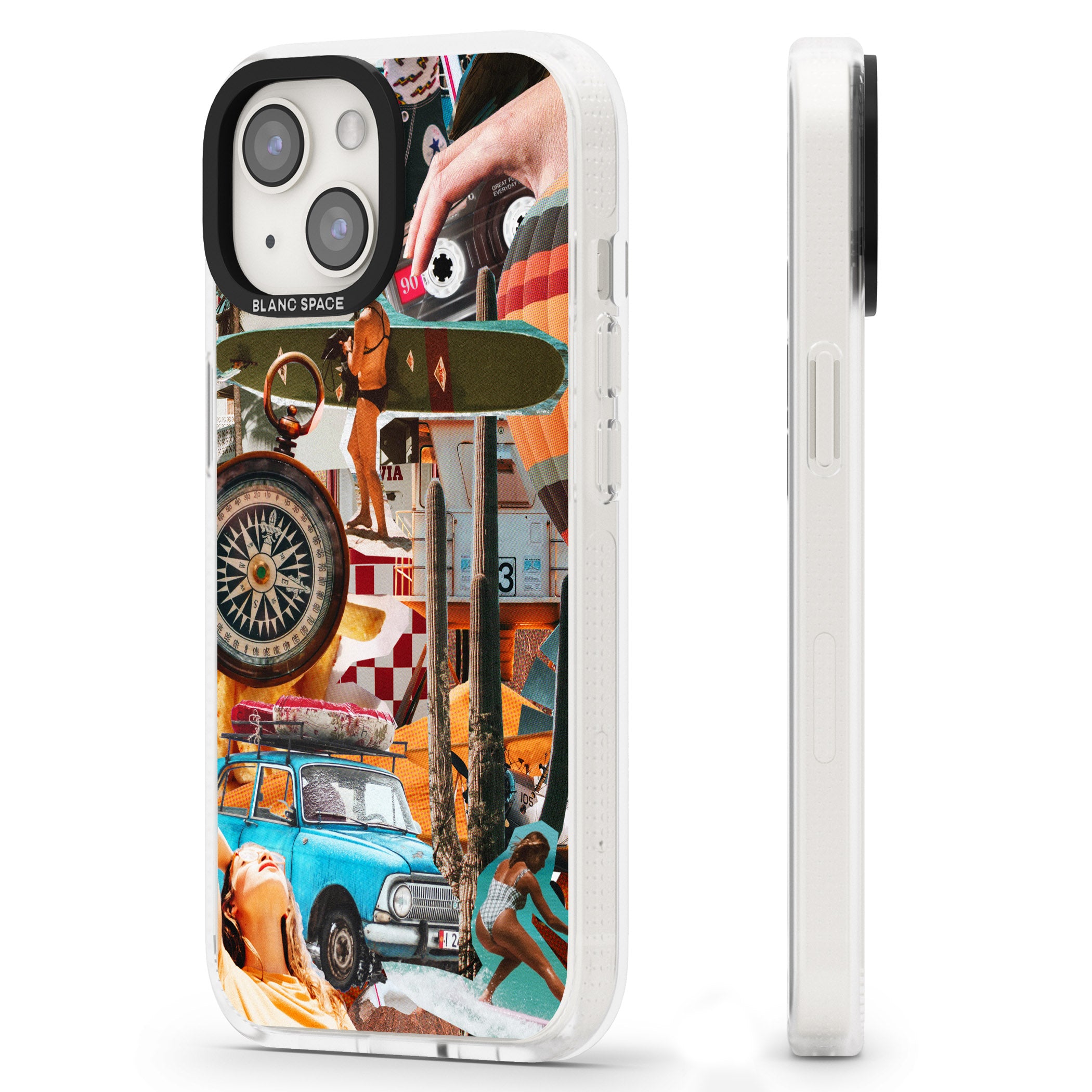 Vintage Collage: Road Trip iPhone 15 / 14 / 13 Clear Case Impact Air - Blanc Space