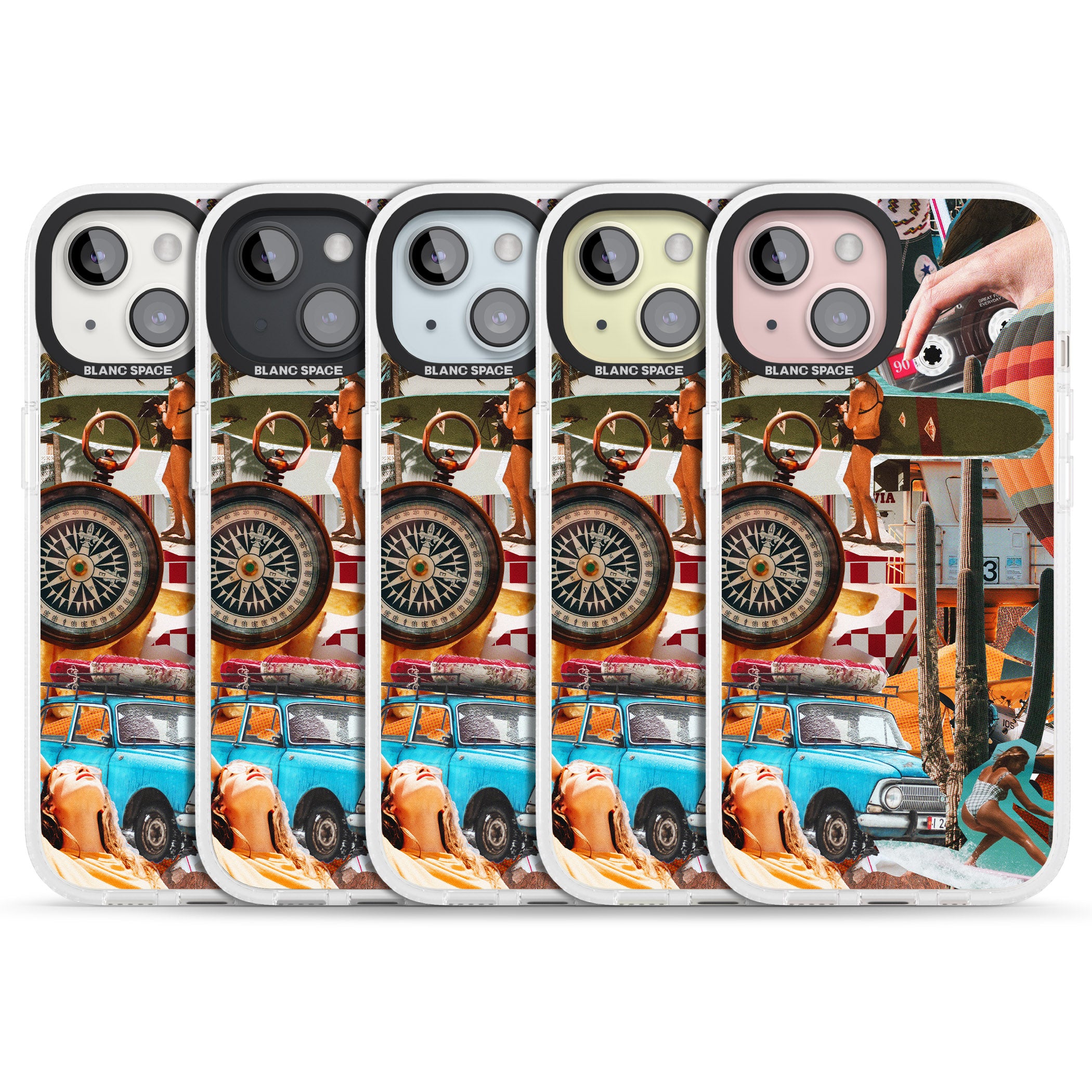 Vintage Collage: Road Trip iPhone 15 / 14 / 13 Clear Case Impact Air - Blanc Space
