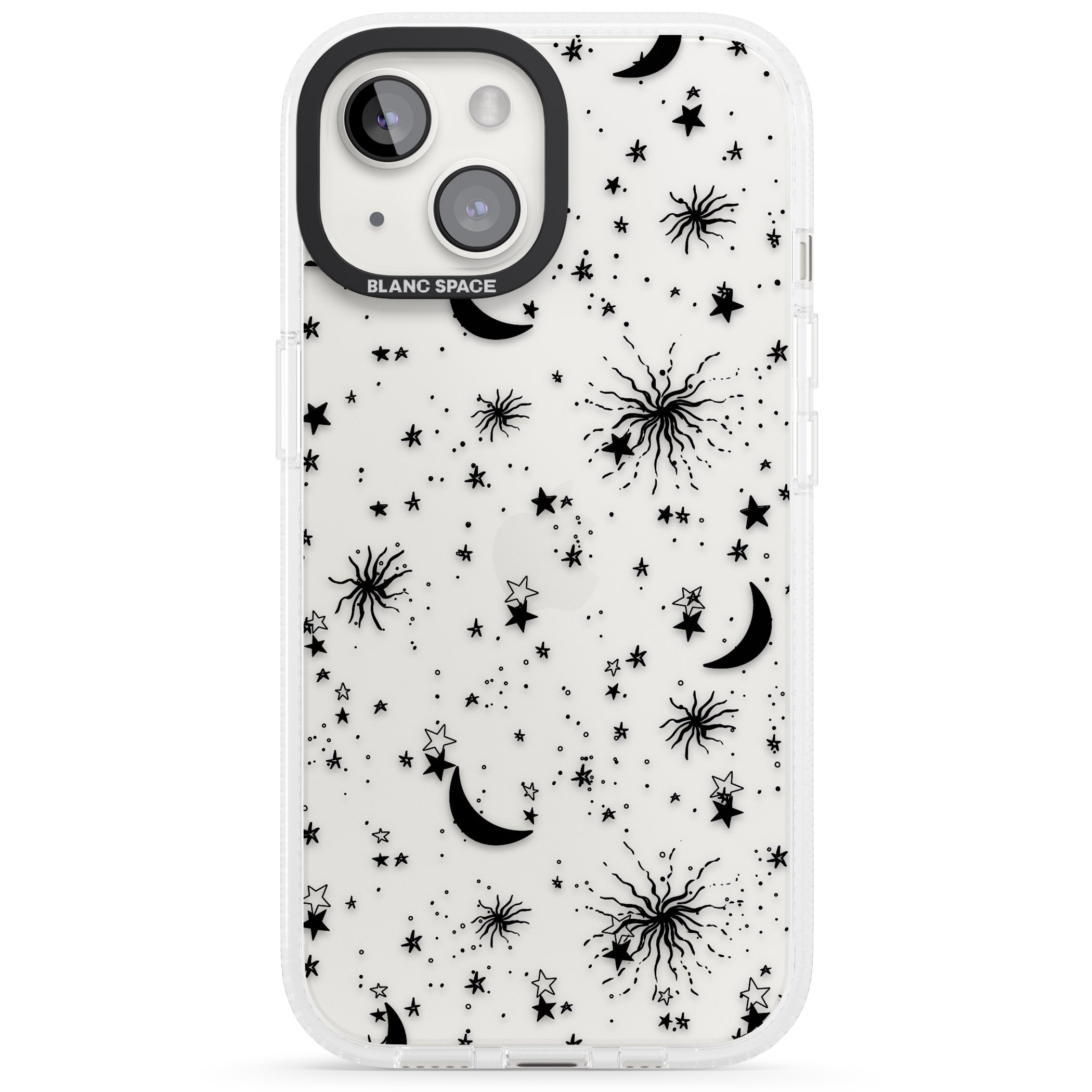 Moons & Stars iPhone 15 / 14 / 13 Clear Case Impact Air - Blanc Space
