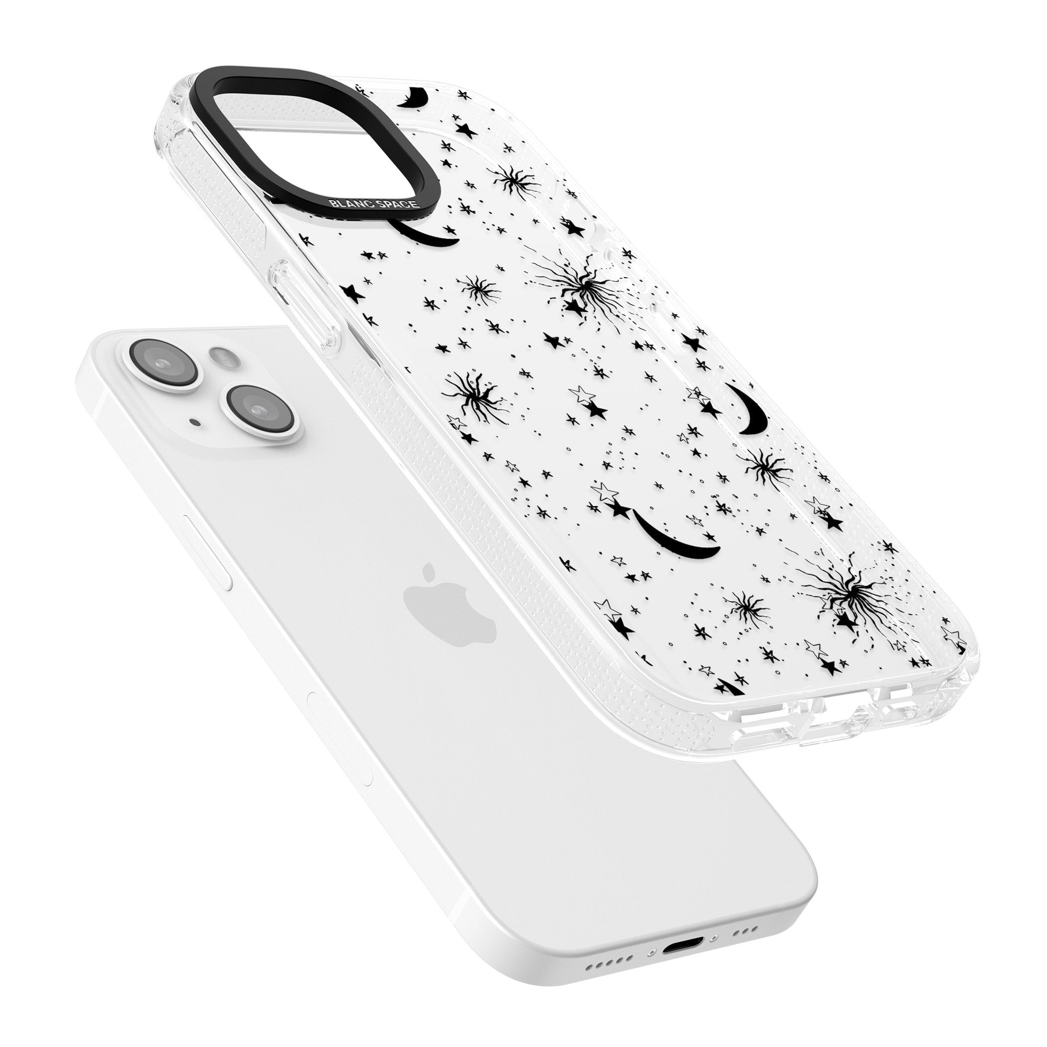 Moons & Stars iPhone 15 / 14 / 13 Clear Case Impact Air - Blanc Space