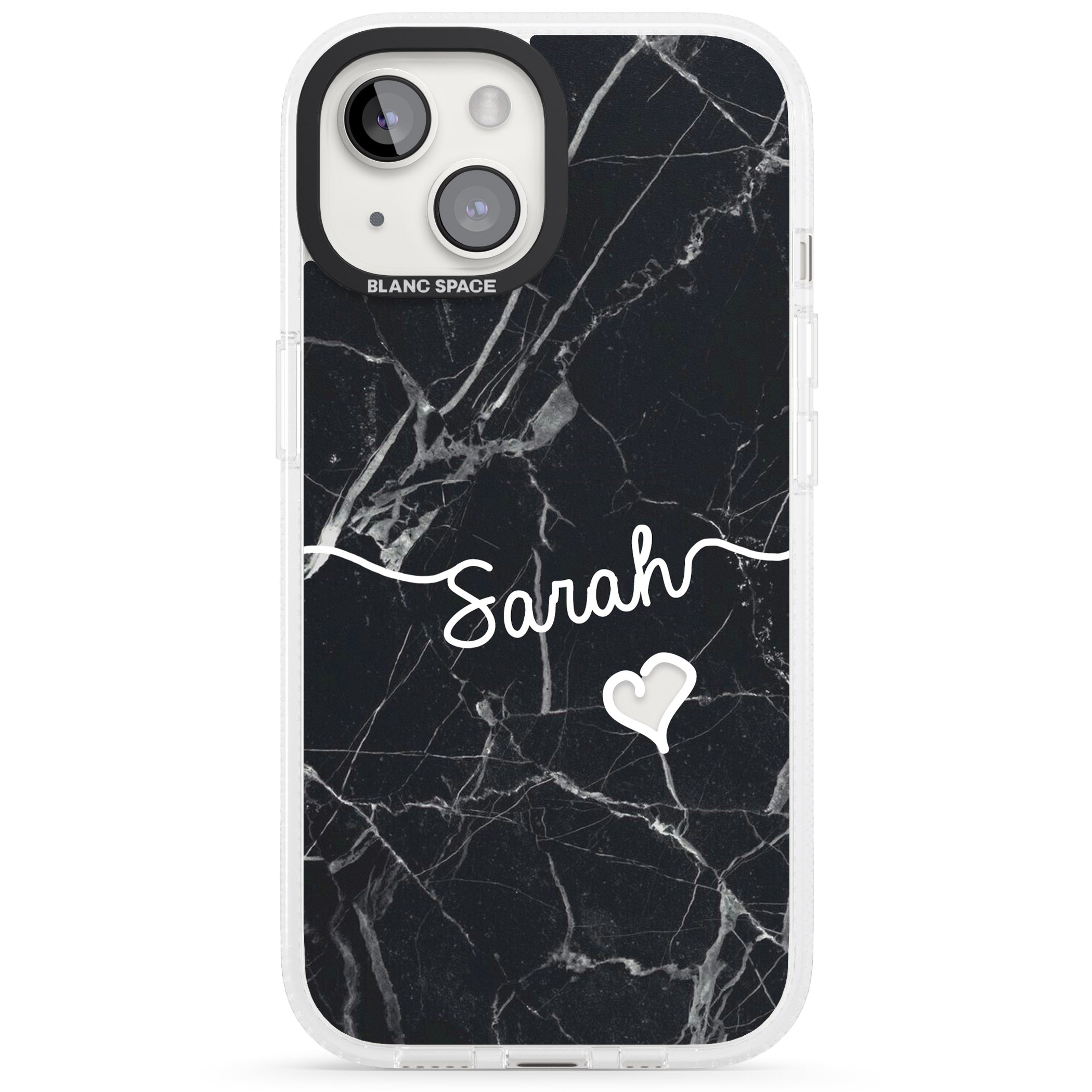 Black Marble iPhone 15 / 14 / 13 Clear Case Impact Air - Blanc Space