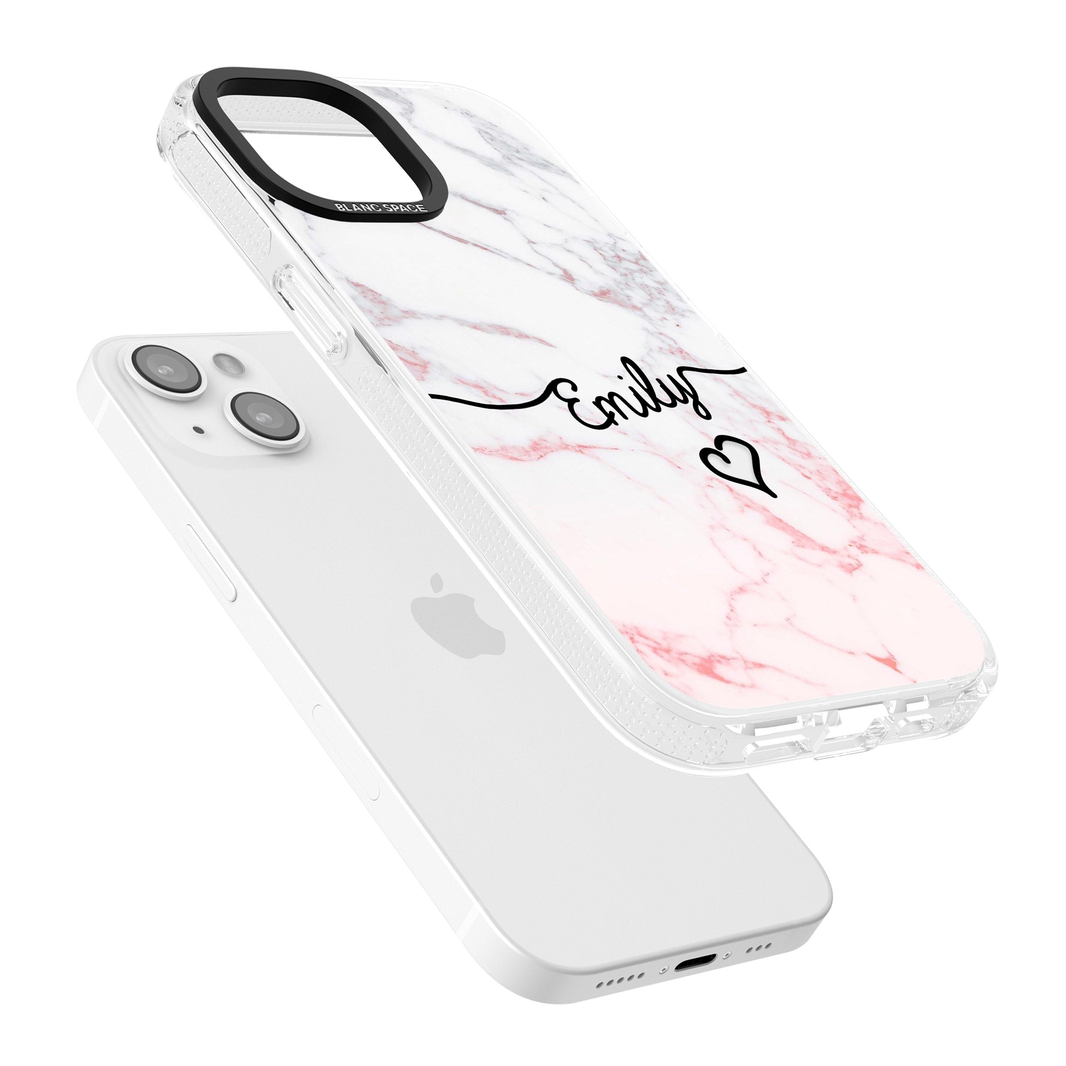Pink Fade Marble iPhone 15 / 14 / 13 Clear Case Impact Air - Blanc Space