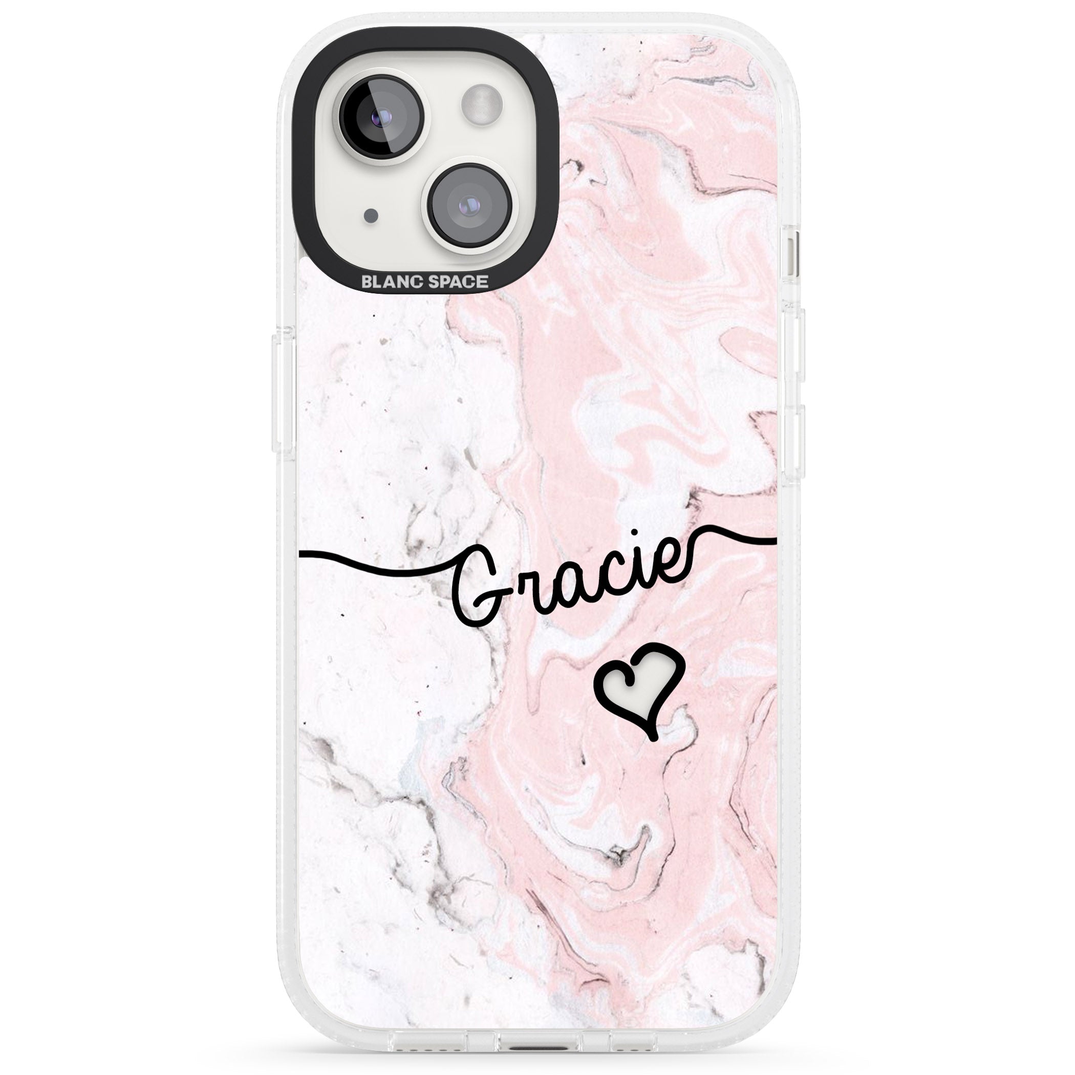 Pink Marble iPhone 15 / 14 / 13 Clear Case Impact Air - Blanc Space