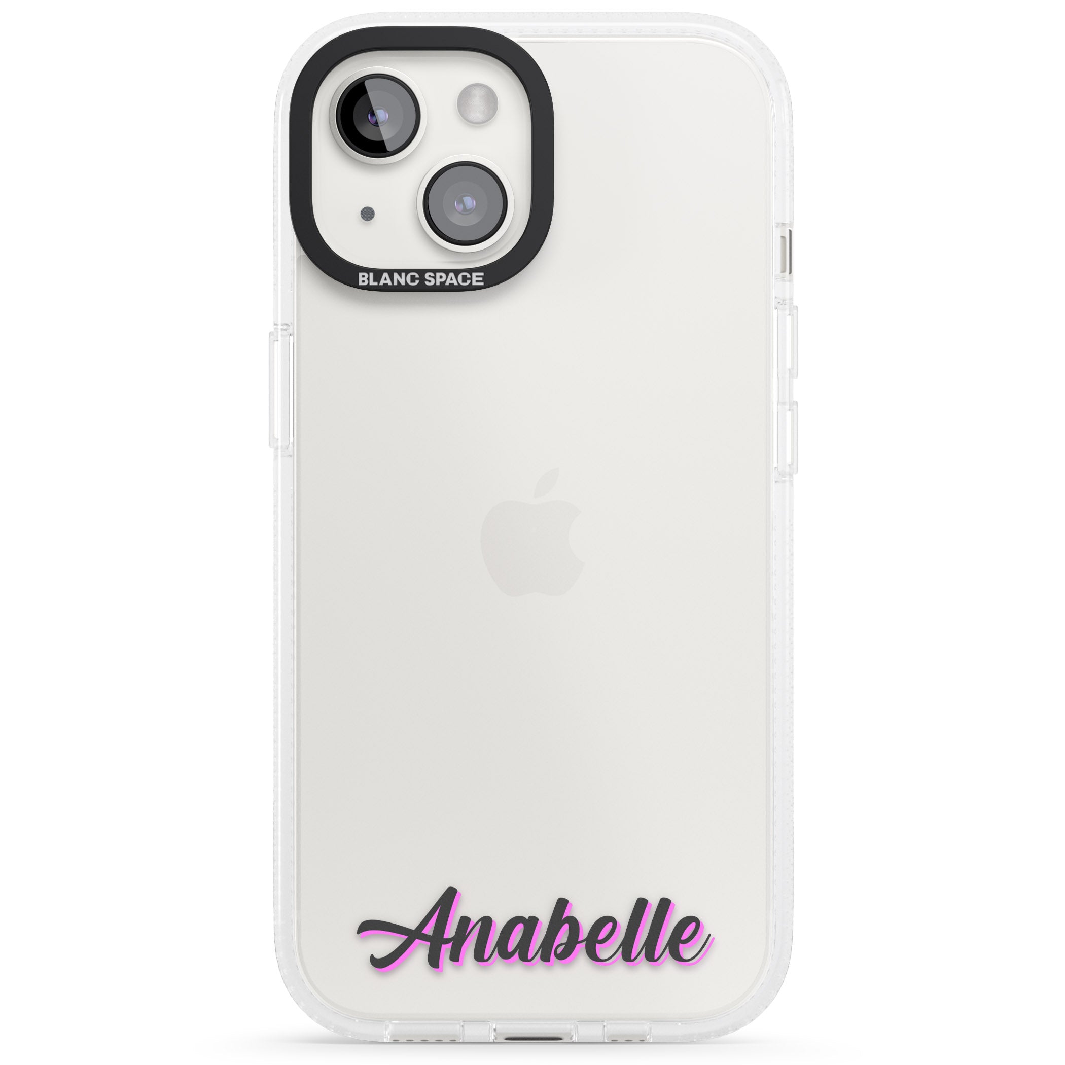 Personalised Clear Text 2B iPhone 15 / 14 / 13 Clear Case Impact Air - Blanc Space