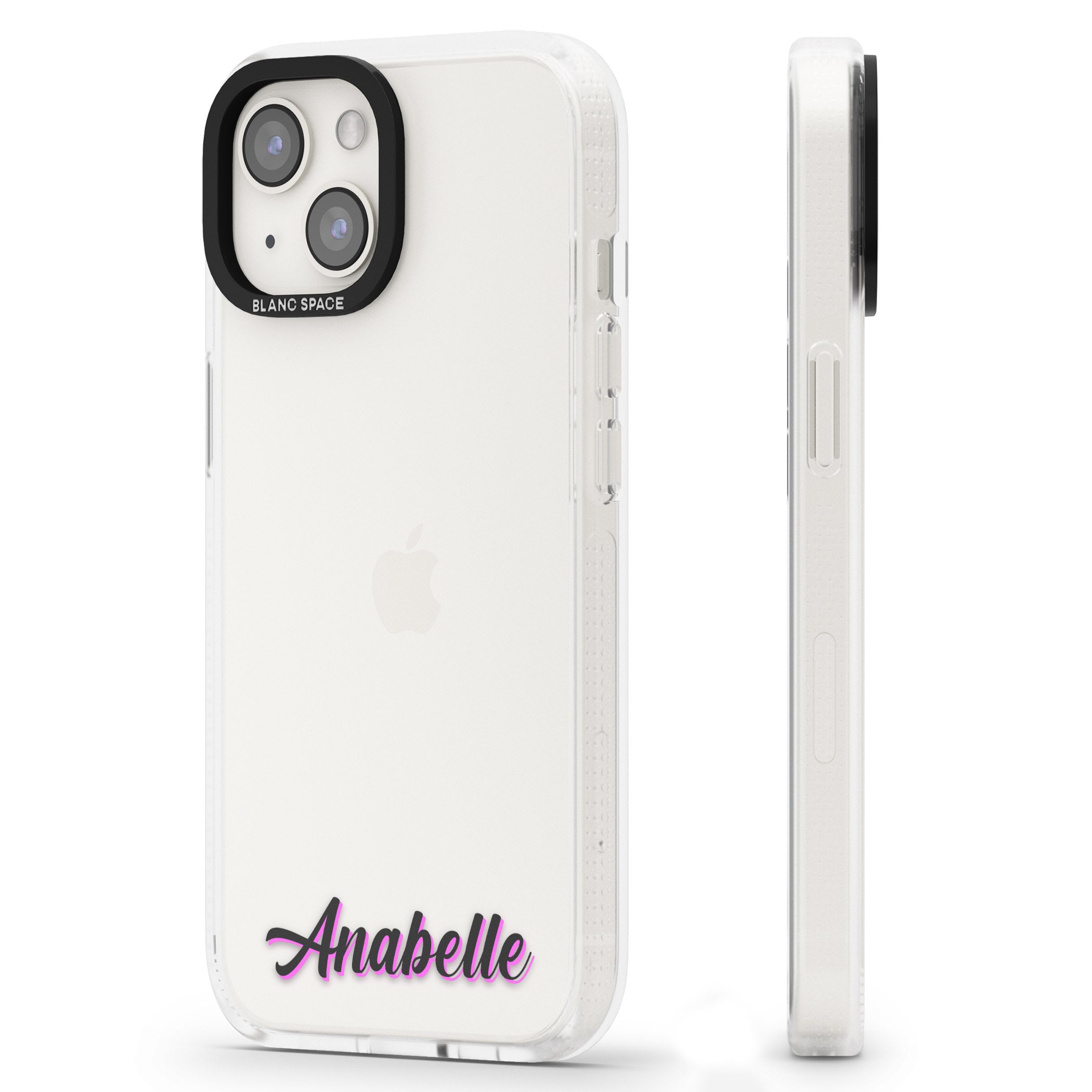 Personalised Clear Text 2B iPhone 15 / 14 / 13 Clear Case Impact Air - Blanc Space