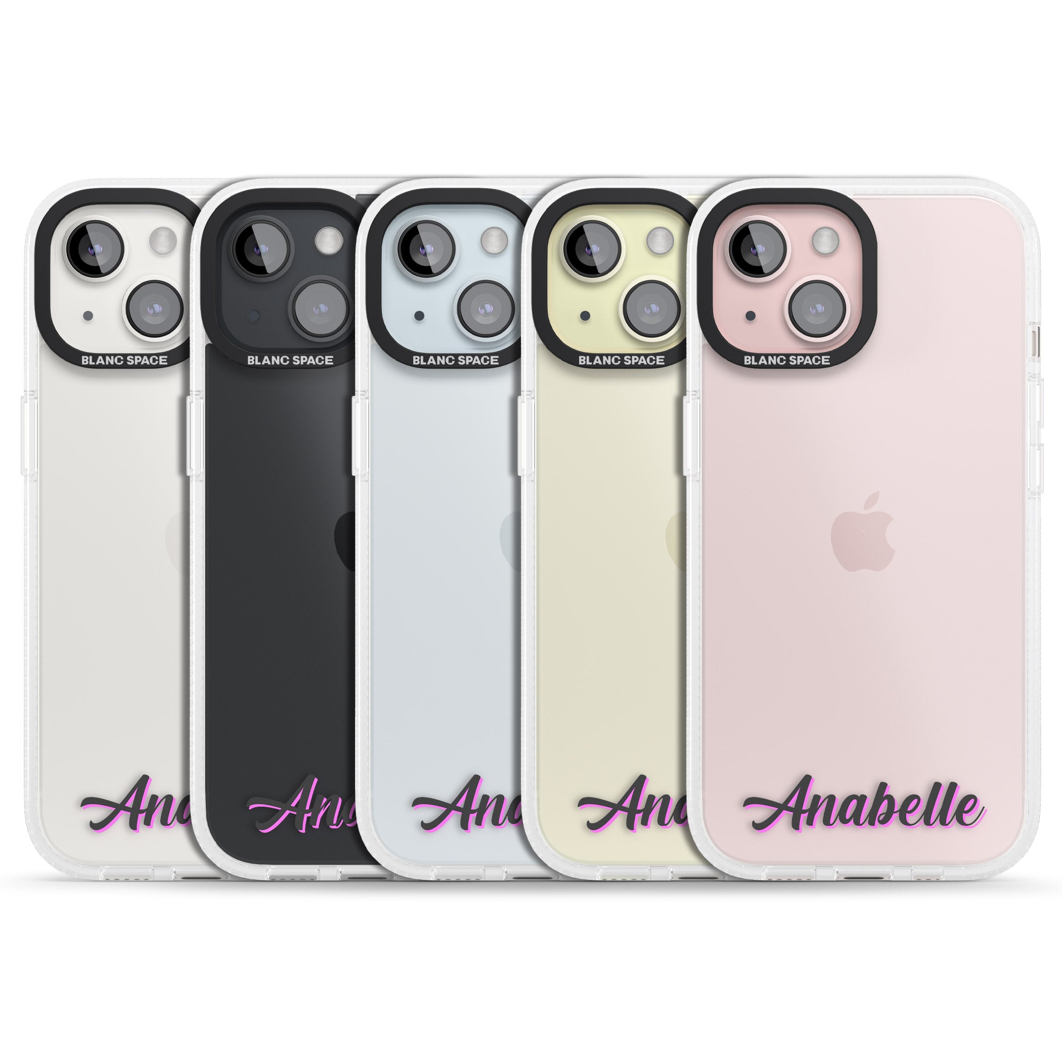 Personalised Clear Text 2B iPhone 15 / 14 / 13 Clear Case Impact Air - Blanc Space