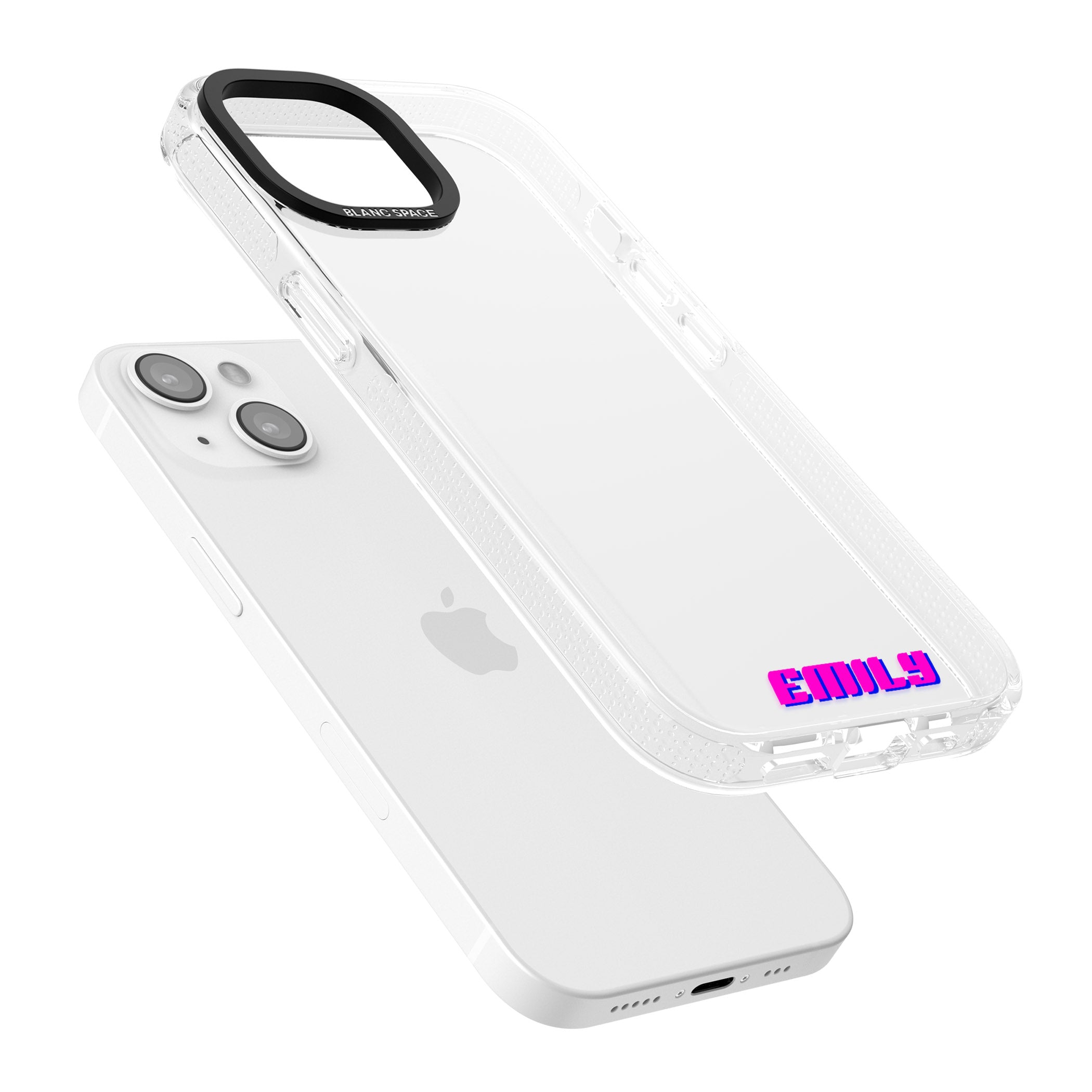 Personalised Clear Text 2C iPhone 15 / 14 / 13 Clear Case Impact Air - Blanc Space