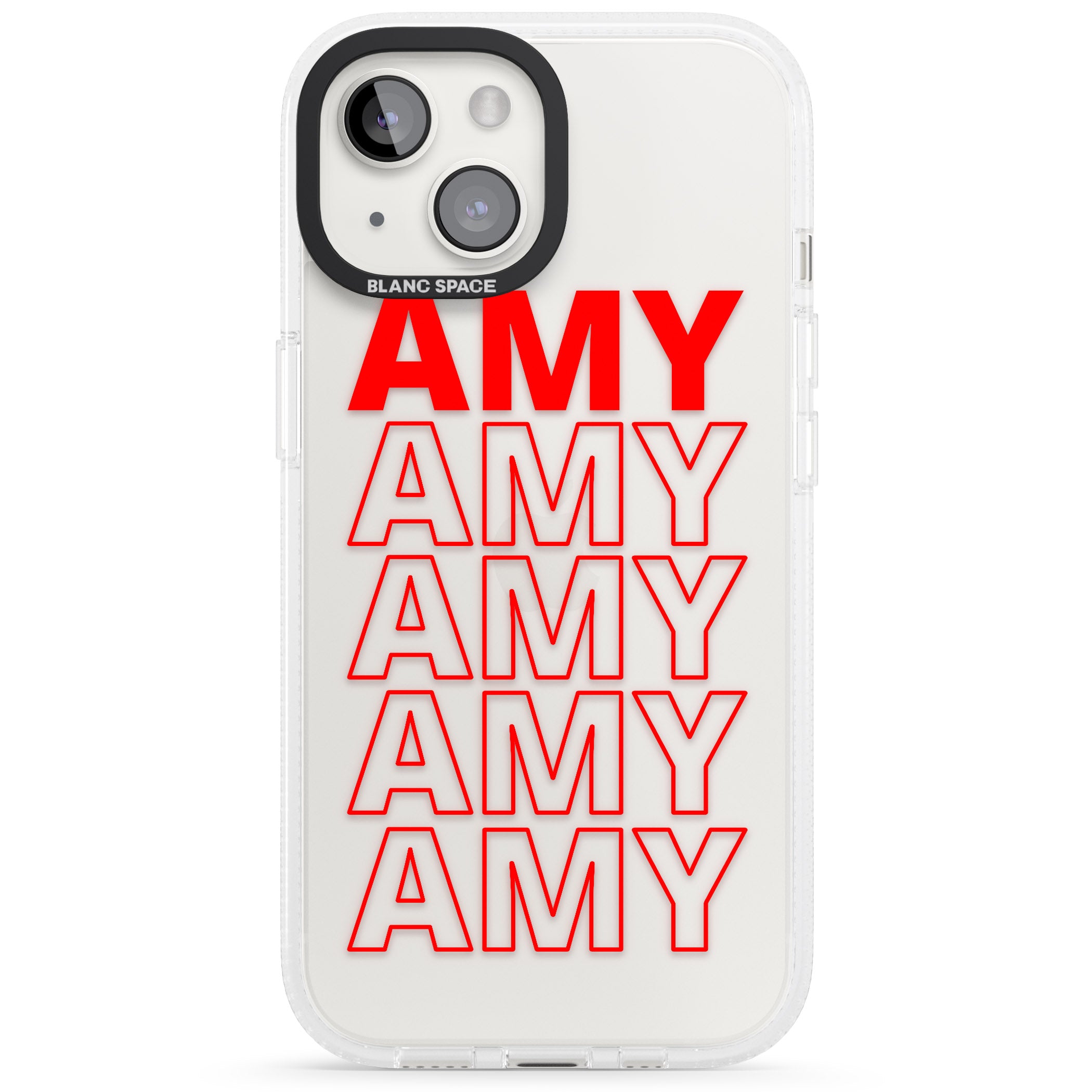 Personalised Clear Text 5B iPhone 15 / 14 / 13 Clear Case Impact Air - Blanc Space