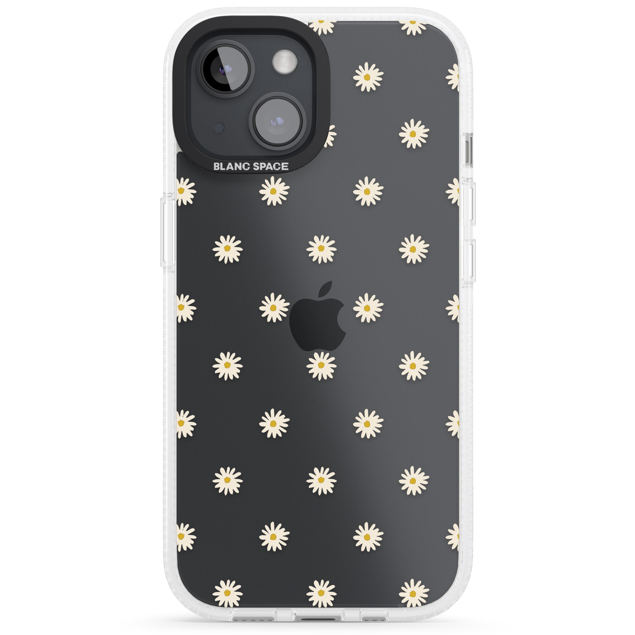 Daisy Pattern Transparent Cute Floral iPhone 15 / 14 / 13 Clear Case Impact Air - Blanc Space