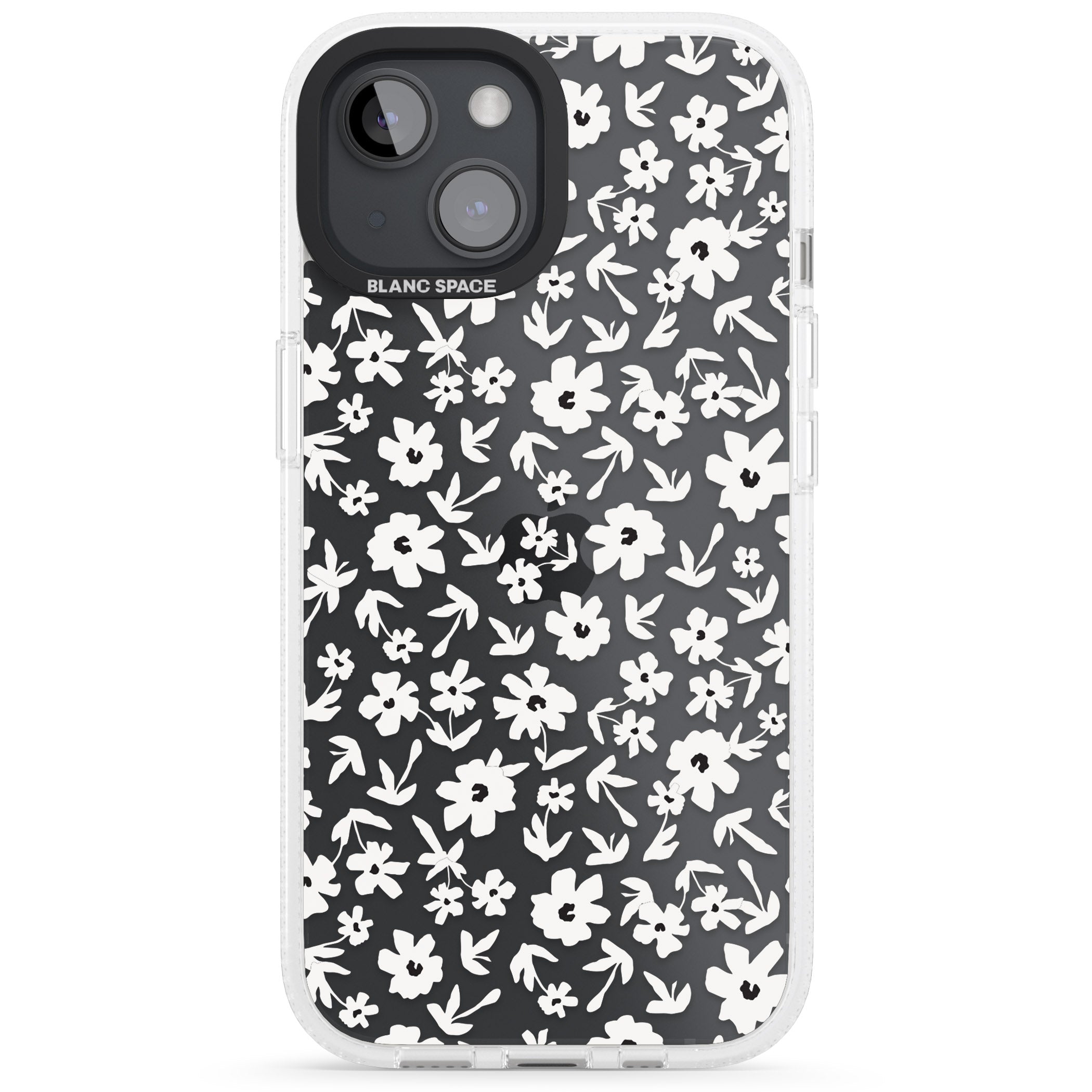 Floral Print on Transparent iPhone 15 / 14 / 13 Clear Case Impact Air - Blanc Space