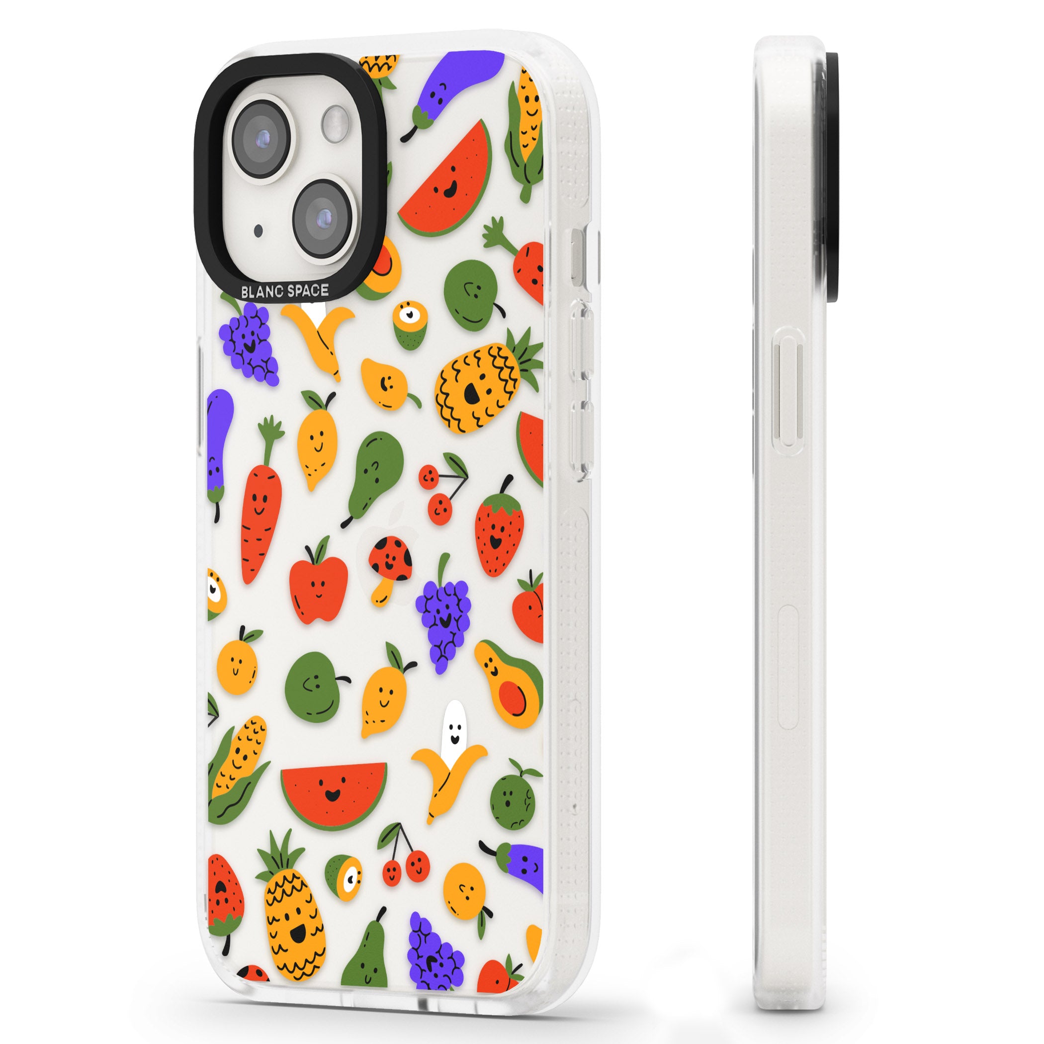 Mixed Kawaii Food Icons - Clear iPhone 15 / 14 / 13 Clear Case Impact Air - Blanc Space