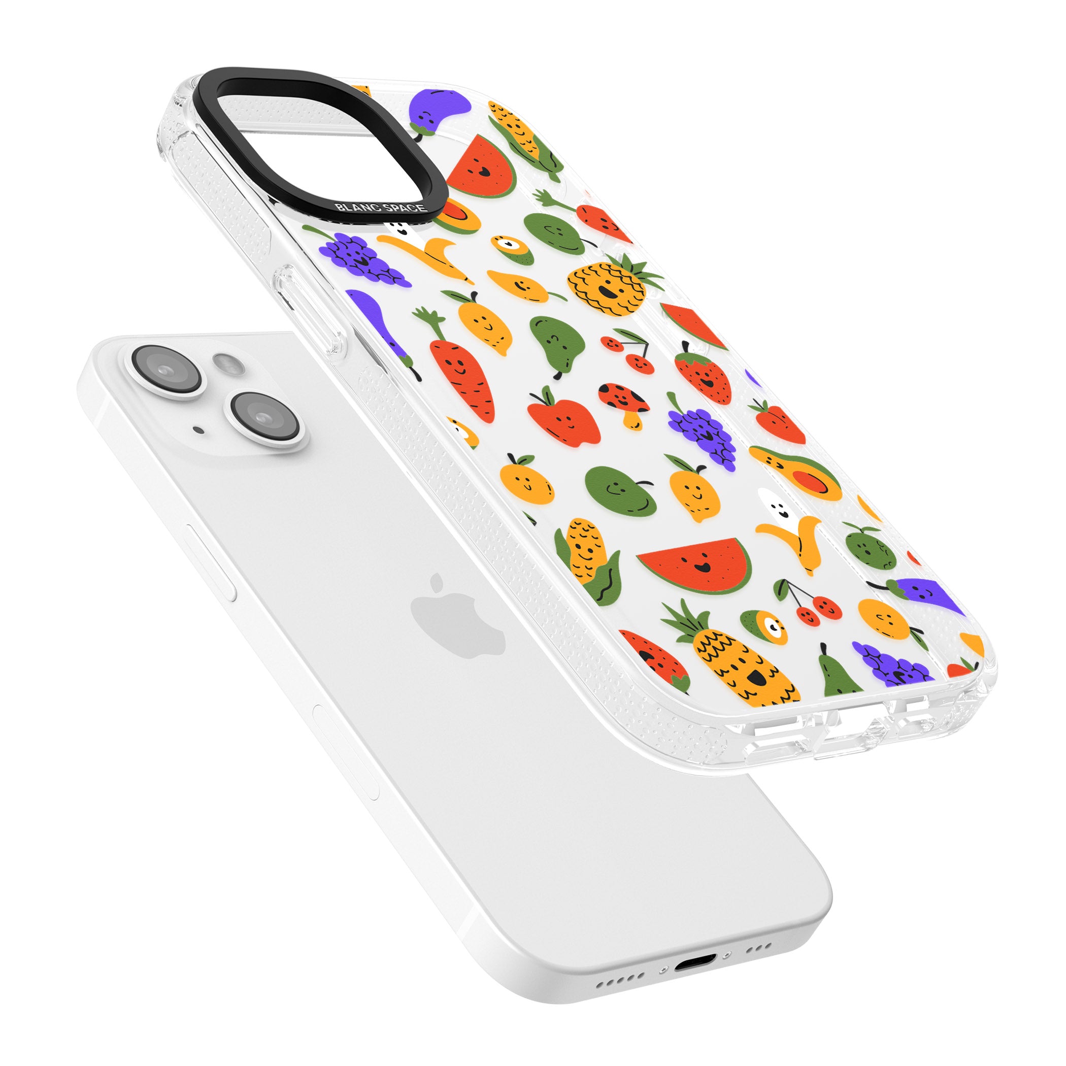 Mixed Kawaii Food Icons - Clear iPhone 15 / 14 / 13 Clear Case Impact Air - Blanc Space