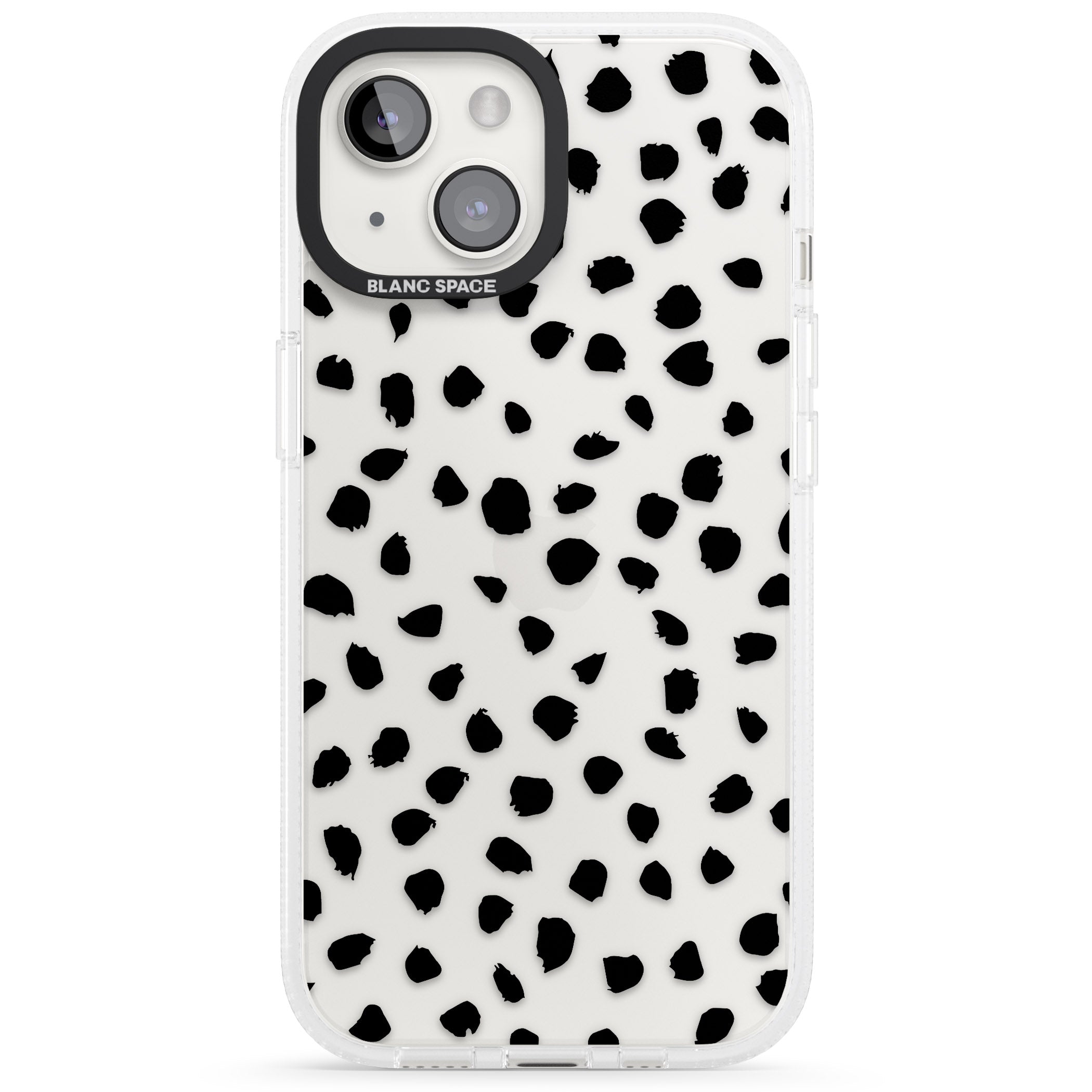 Black on Transparent Dalmatian Polka Dot Spots iPhone 15 / 14 / 13 Clear Case Impact Air - Blanc Space