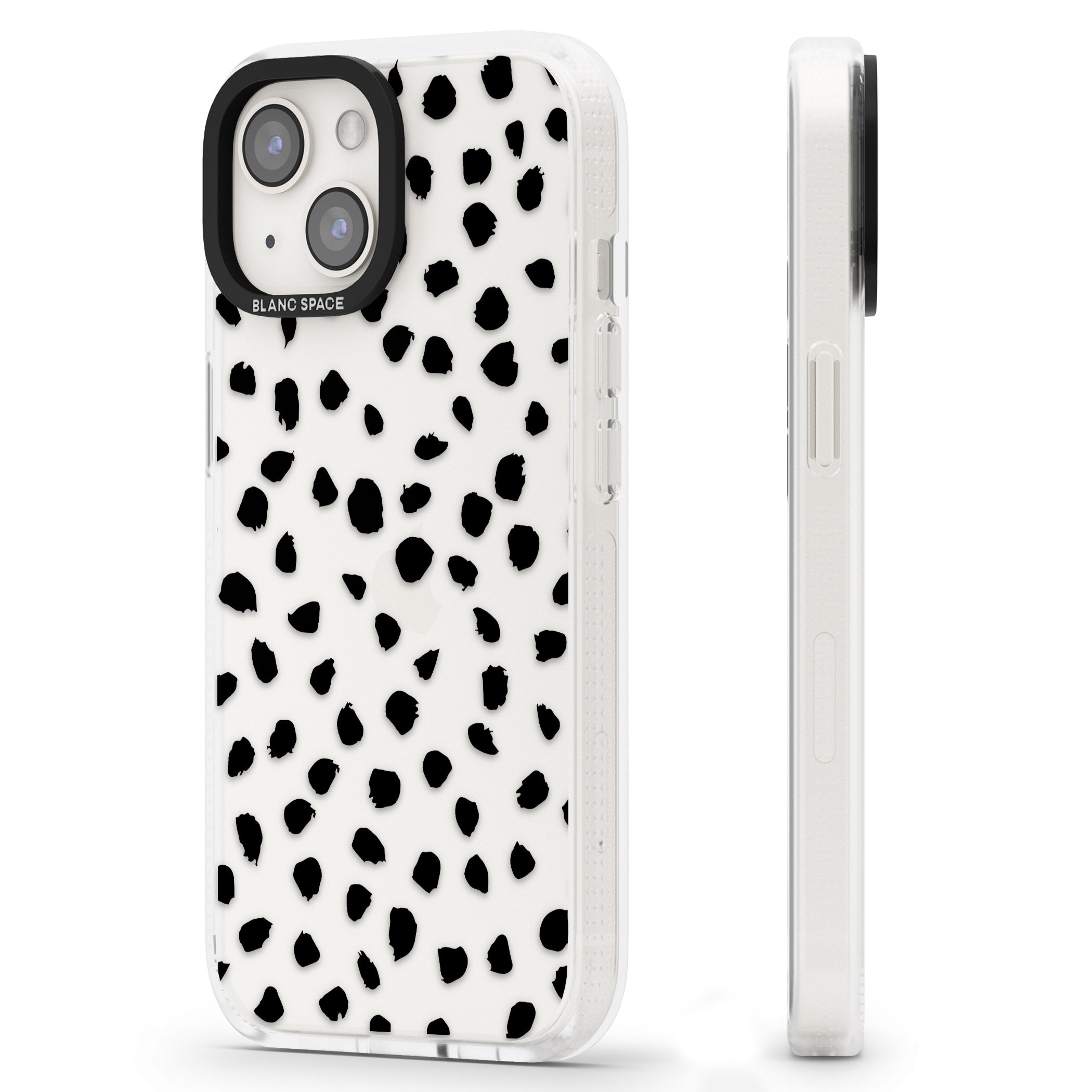 Black on Transparent Dalmatian Polka Dot Spots iPhone 15 / 14 / 13 Clear Case Impact Air - Blanc Space