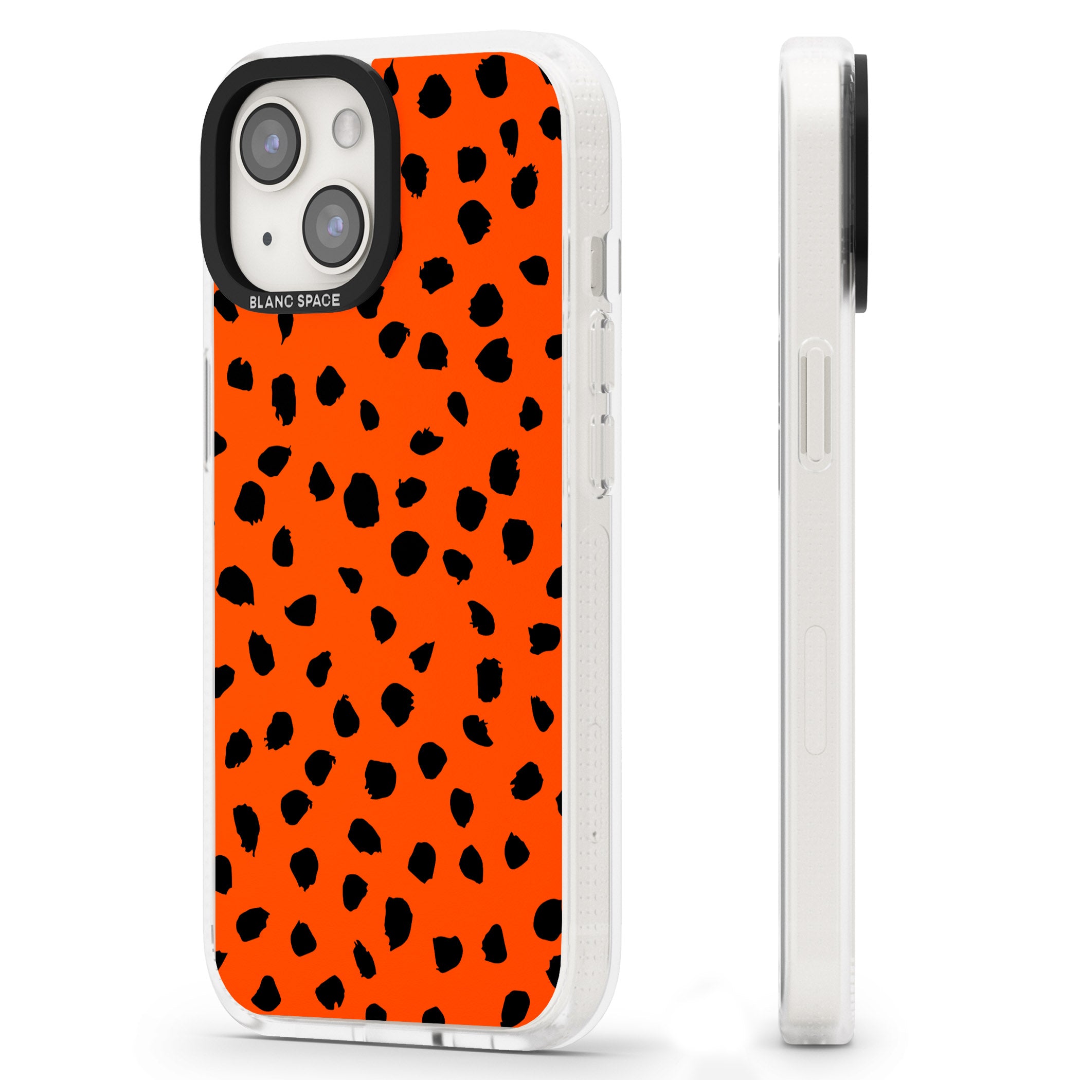 Black & Bright Red Dalmatian Polka Dot Spots iPhone 15 / 14 / 13 Clear Case Impact Air - Blanc Space