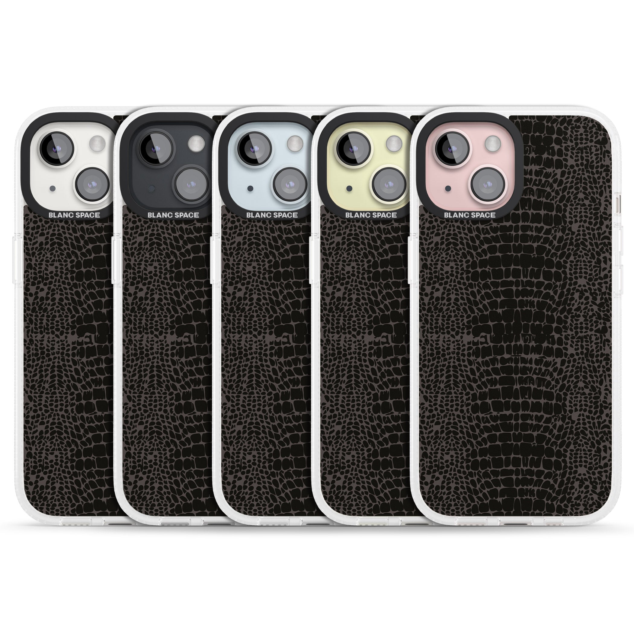 Dark Animal Print Pattern Snake Skin iPhone 15 / 14 / 13 Clear Case Impact Air - Blanc Space