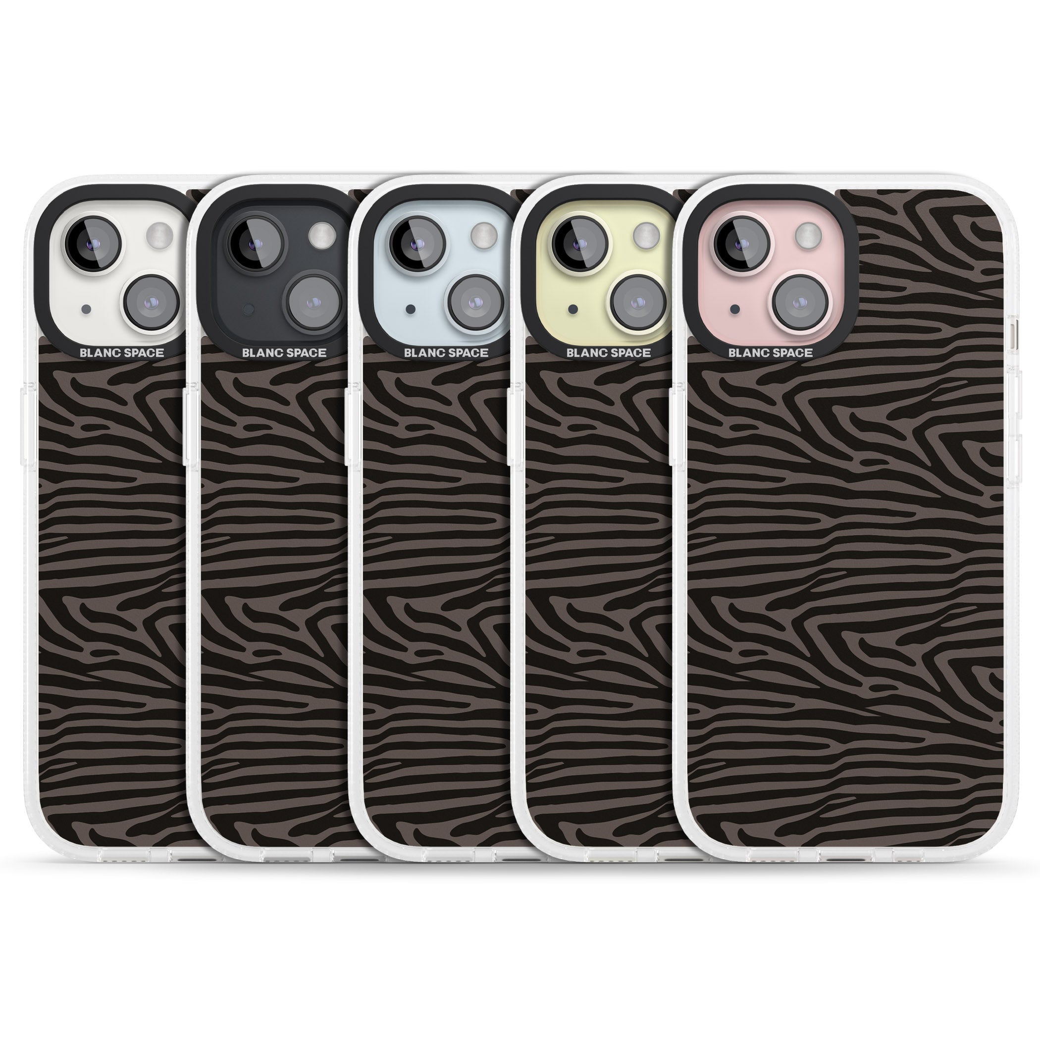 Dark Animal Print Pattern Zebra iPhone 15 / 14 / 13 Clear Case Impact Air - Blanc Space