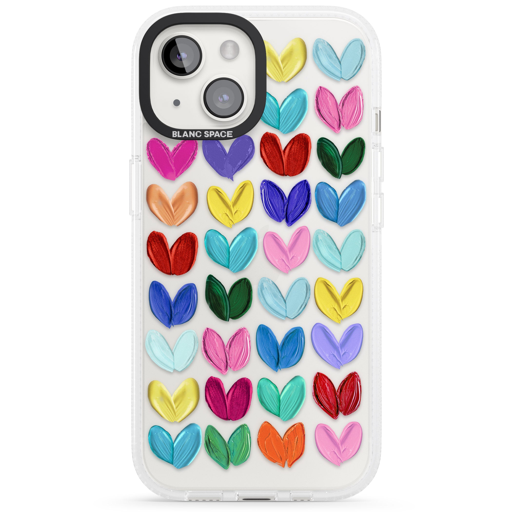 Oil Painted Hearts iPhone 15 / 14 / 13 Clear Case Impact Air - Blanc Space