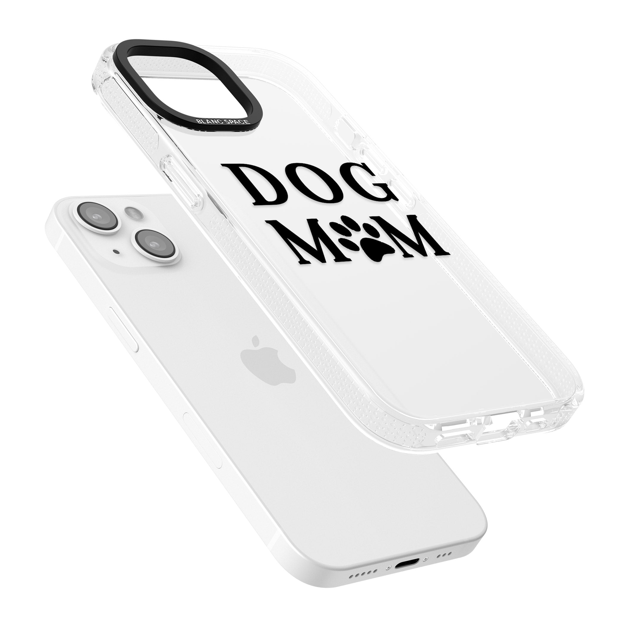 Dog Mom Paw Print iPhone 15 / 14 / 13 Clear Case Impact Air - Blanc Space