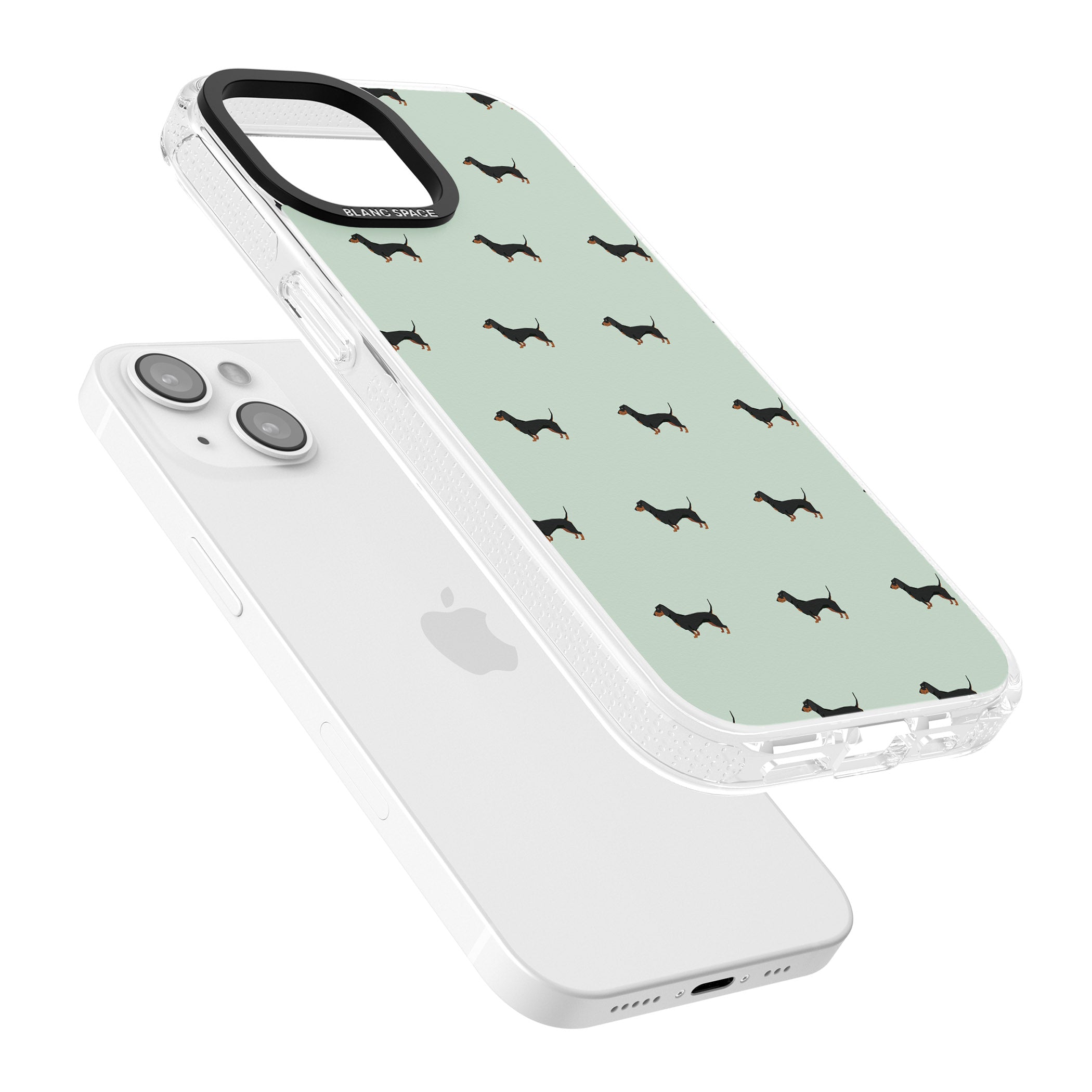 Dachshund Dog Pattern iPhone 15 / 14 / 13 Clear Case Impact Air - Blanc Space
