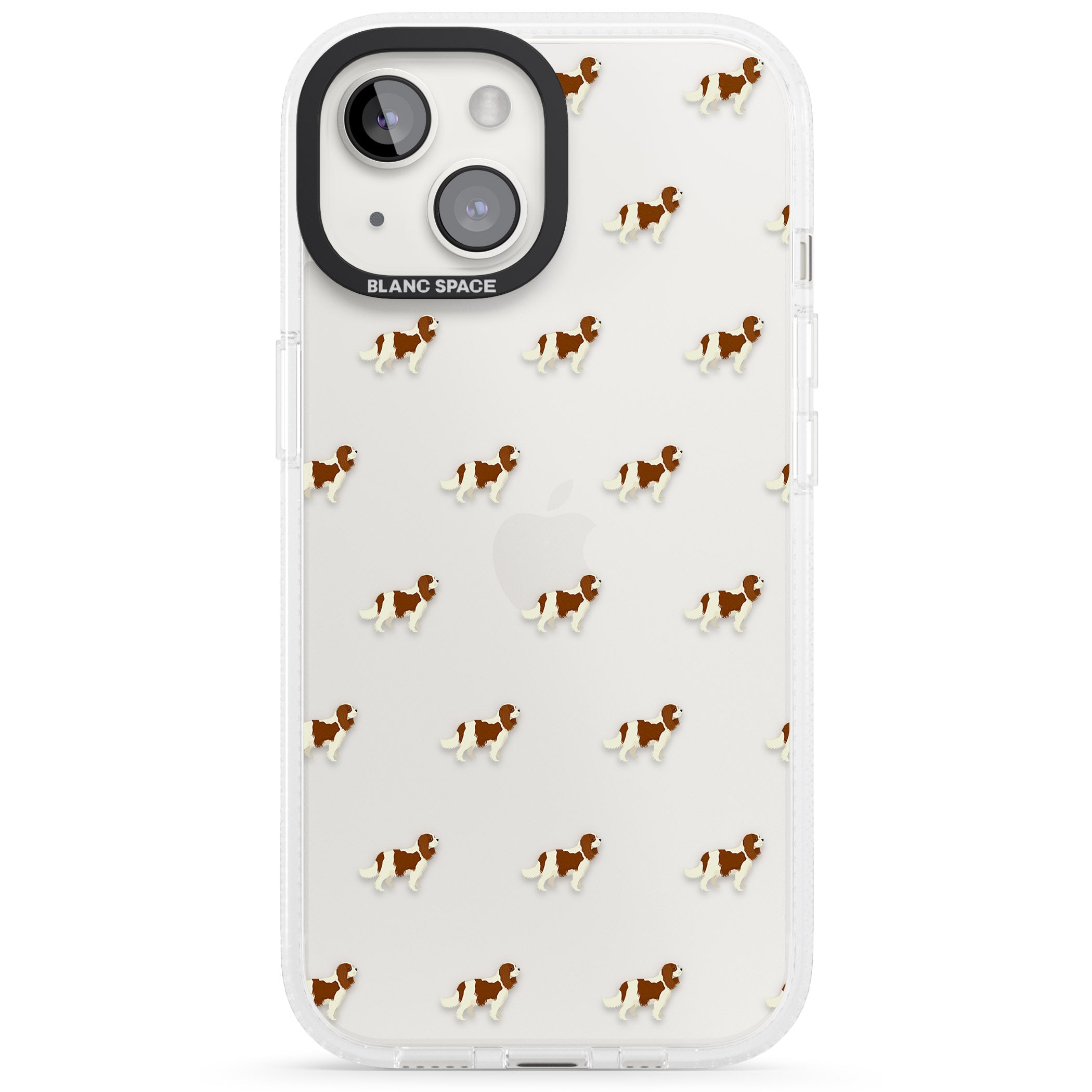 Cavalier King Charles Spaniel Pattern Clear iPhone 15 / 14 / 13 Clear Case Impact Air - Blanc Space
