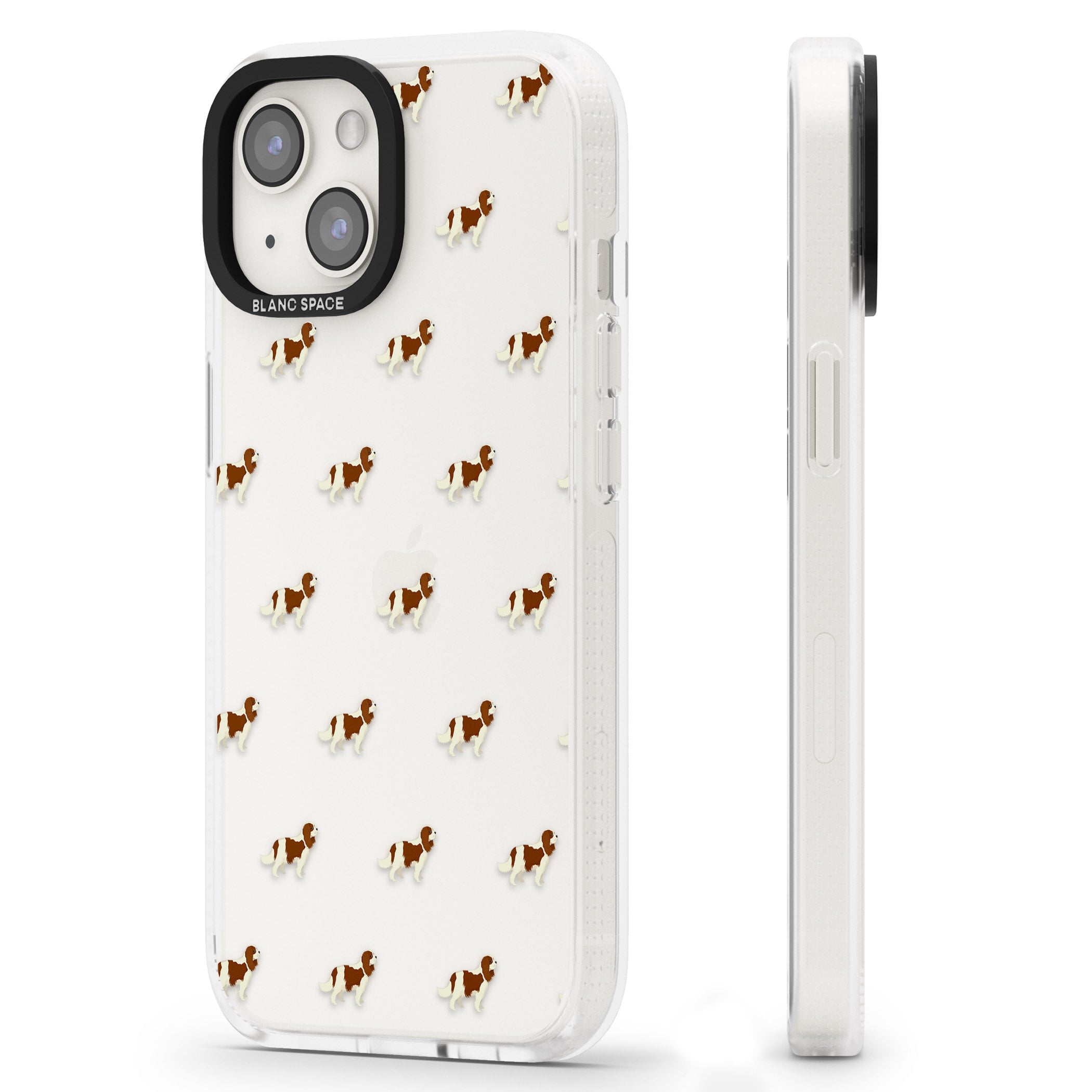 Cavalier King Charles Spaniel Pattern Clear iPhone 15 / 14 / 13 Clear Case Impact Air - Blanc Space