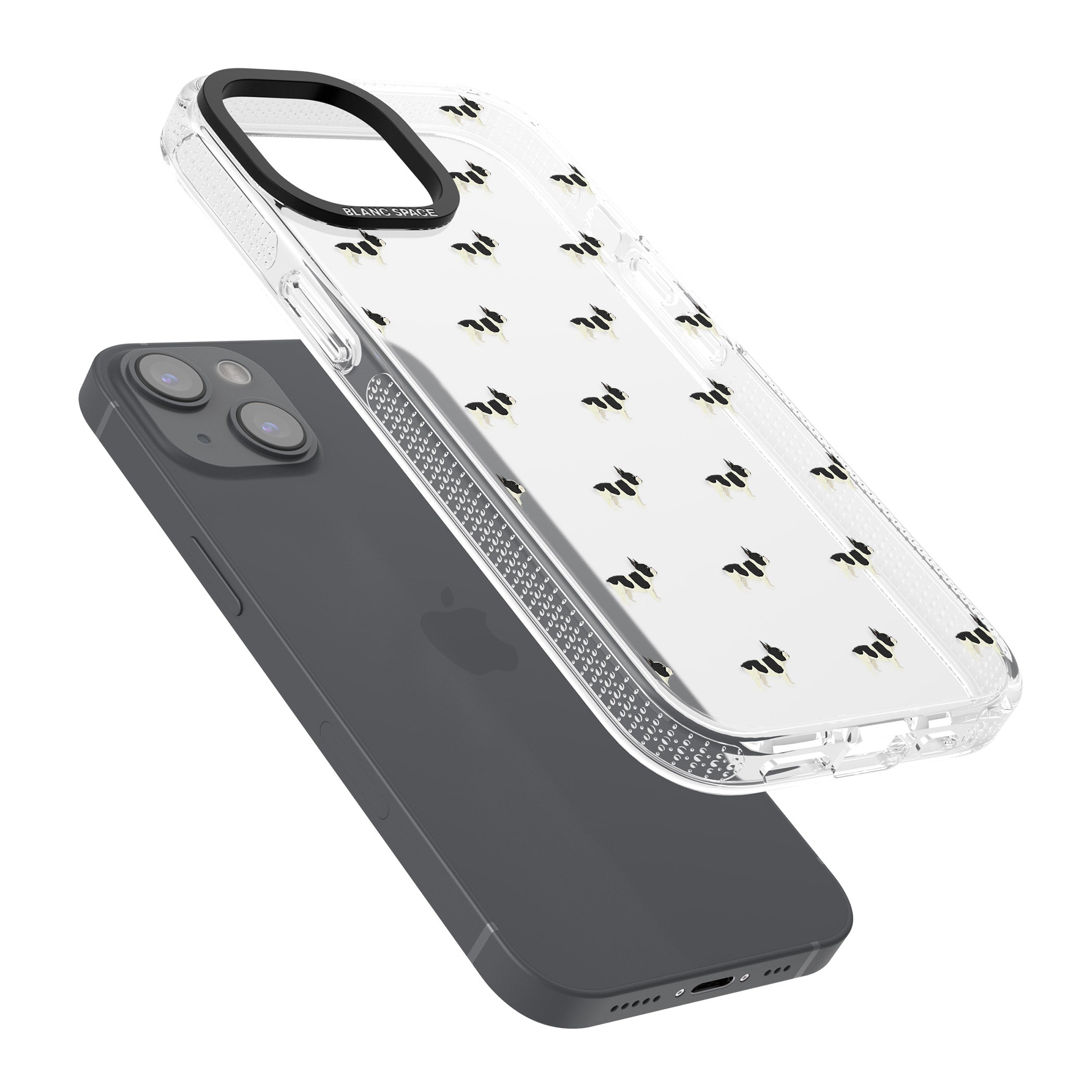 French Bulldog Dog Pattern Clear iPhone 15 / 14 / 13 Clear Case Impact Air - Blanc Space