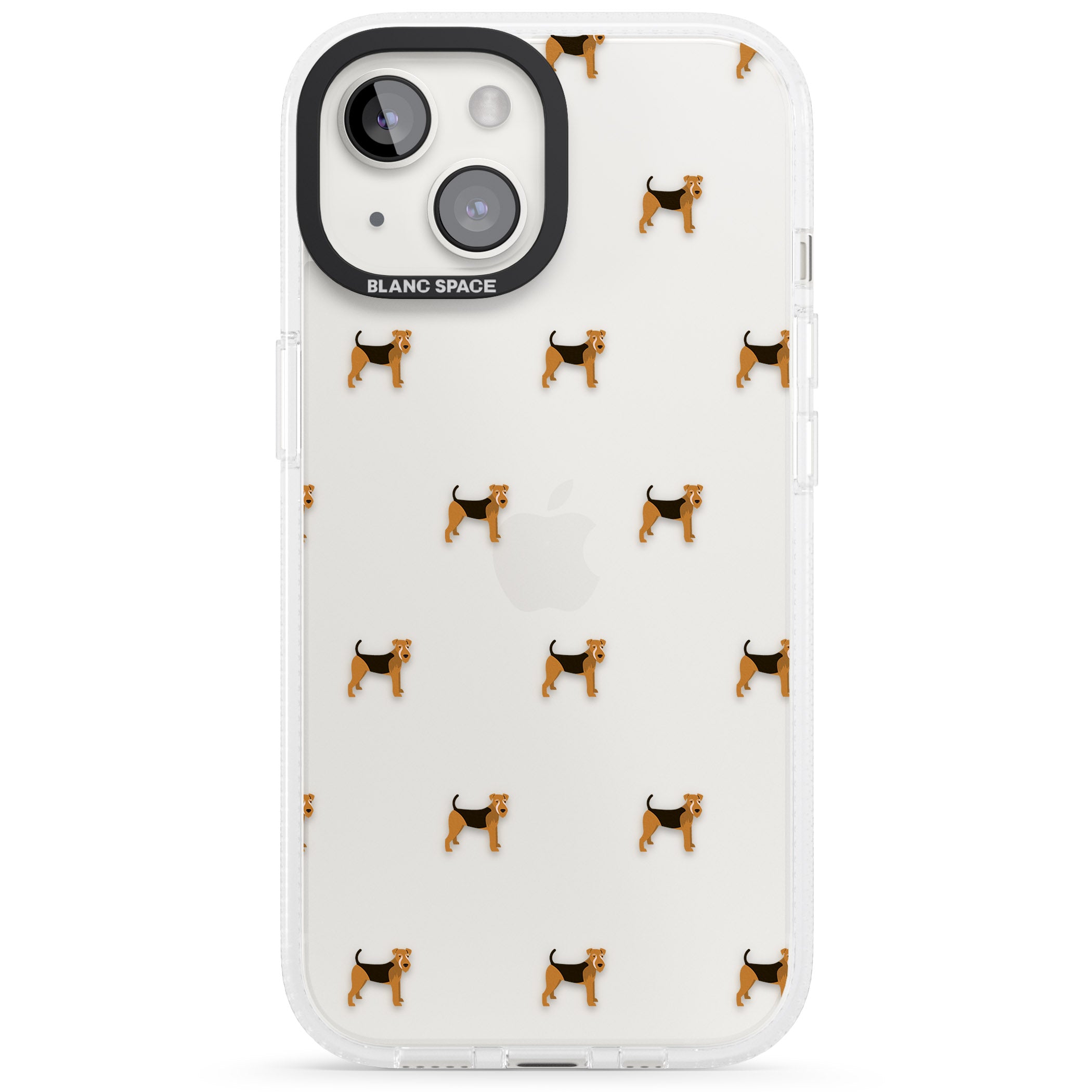 Airedale Terrier Dog Pattern Clear iPhone 15 / 14 / 13 Clear Case Impact Air - Blanc Space