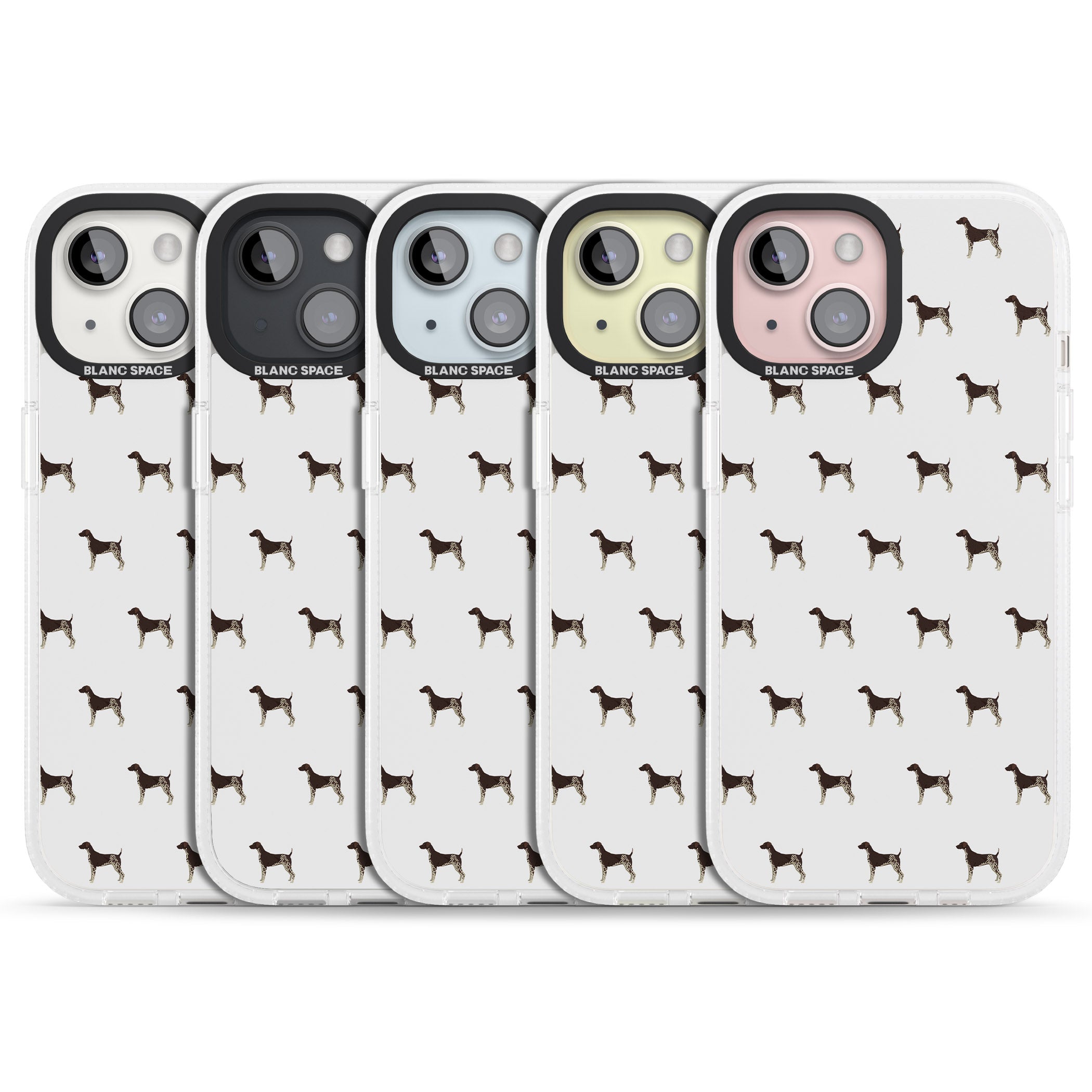 German Shorthaired Pointer Dog Pattern iPhone 15 / 14 / 13 Clear Case Impact Air - Blanc Space