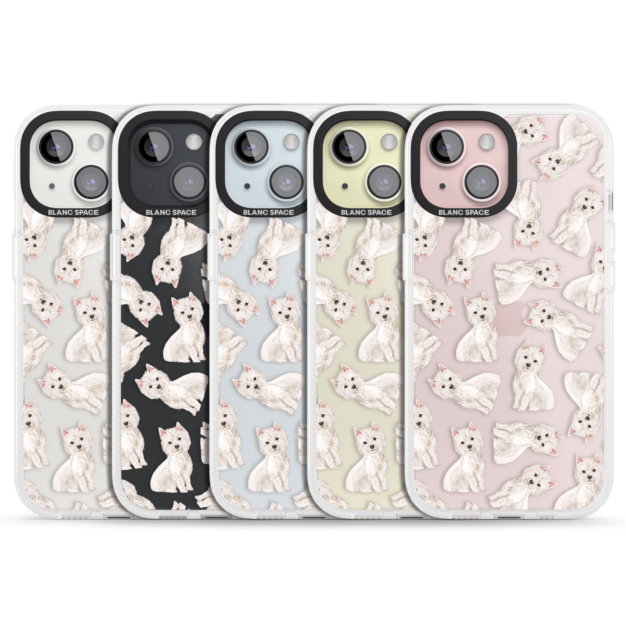 Westie Watercolour Dog Pattern iPhone 15 / 14 / 13 Clear Case Impact Air - Blanc Space