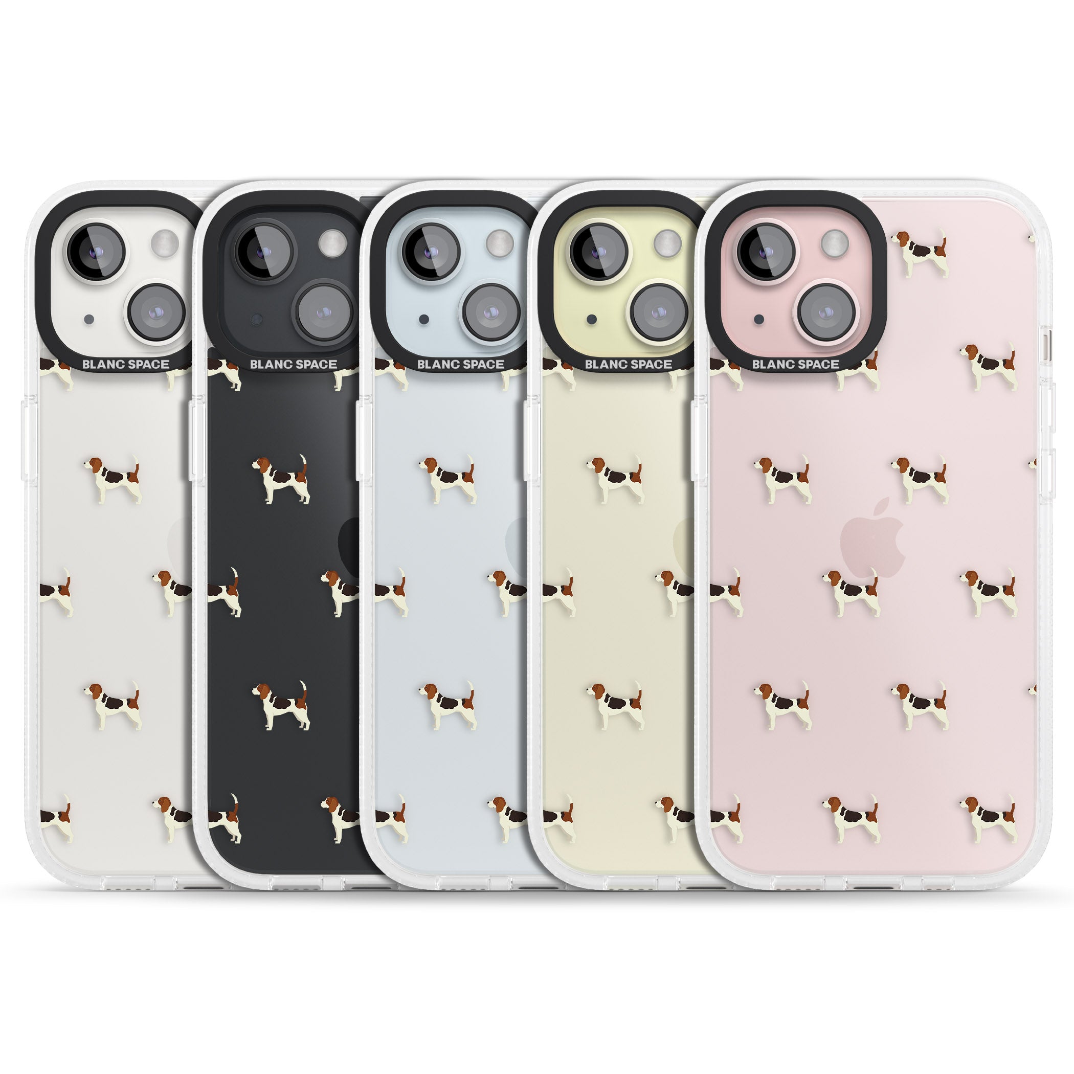 Beagle Dog Pattern Clear iPhone 15 / 14 / 13 Clear Case Impact Air - Blanc Space