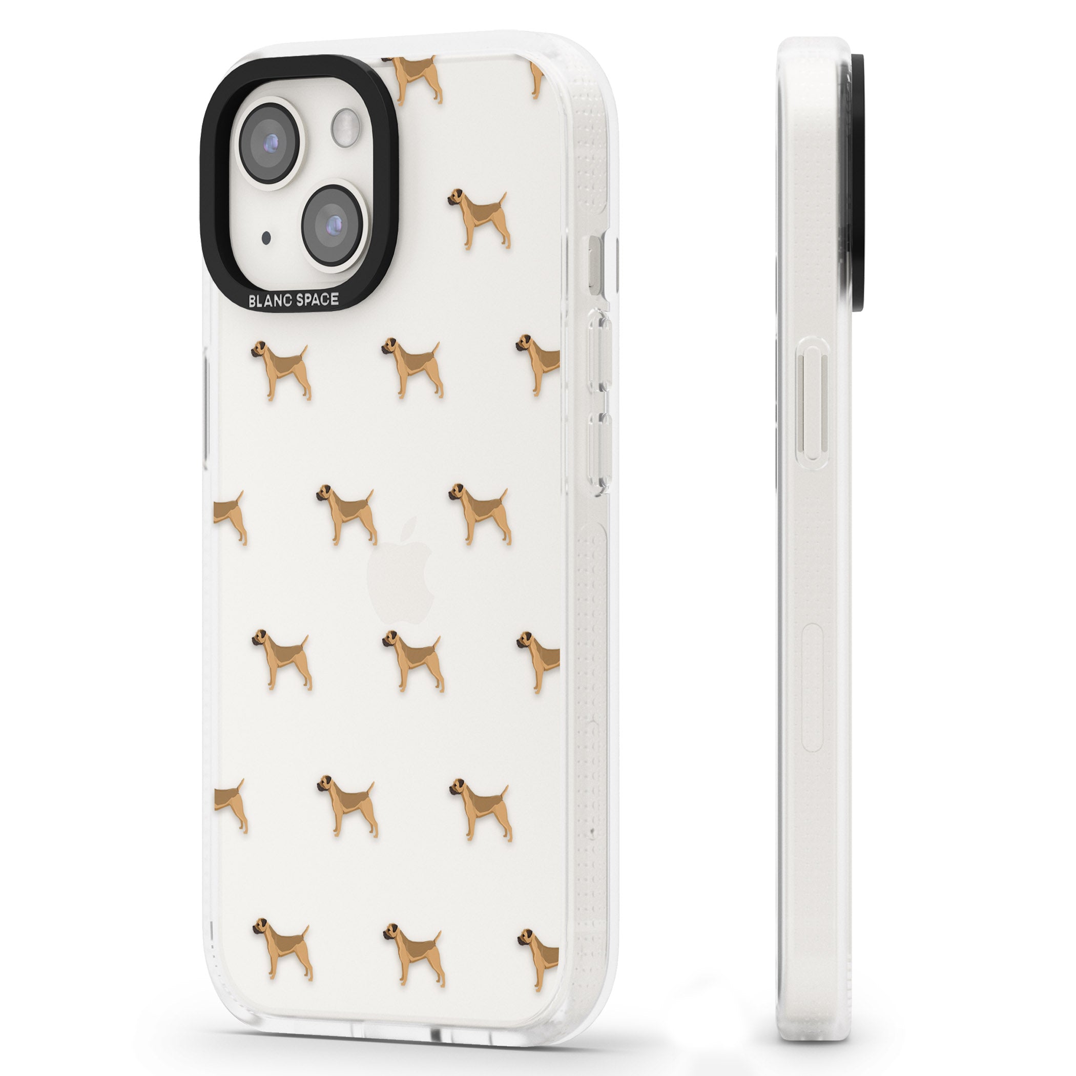 Border Terrier Dog Pattern Clear iPhone 15 / 14 / 13 Clear Case Impact Air - Blanc Space