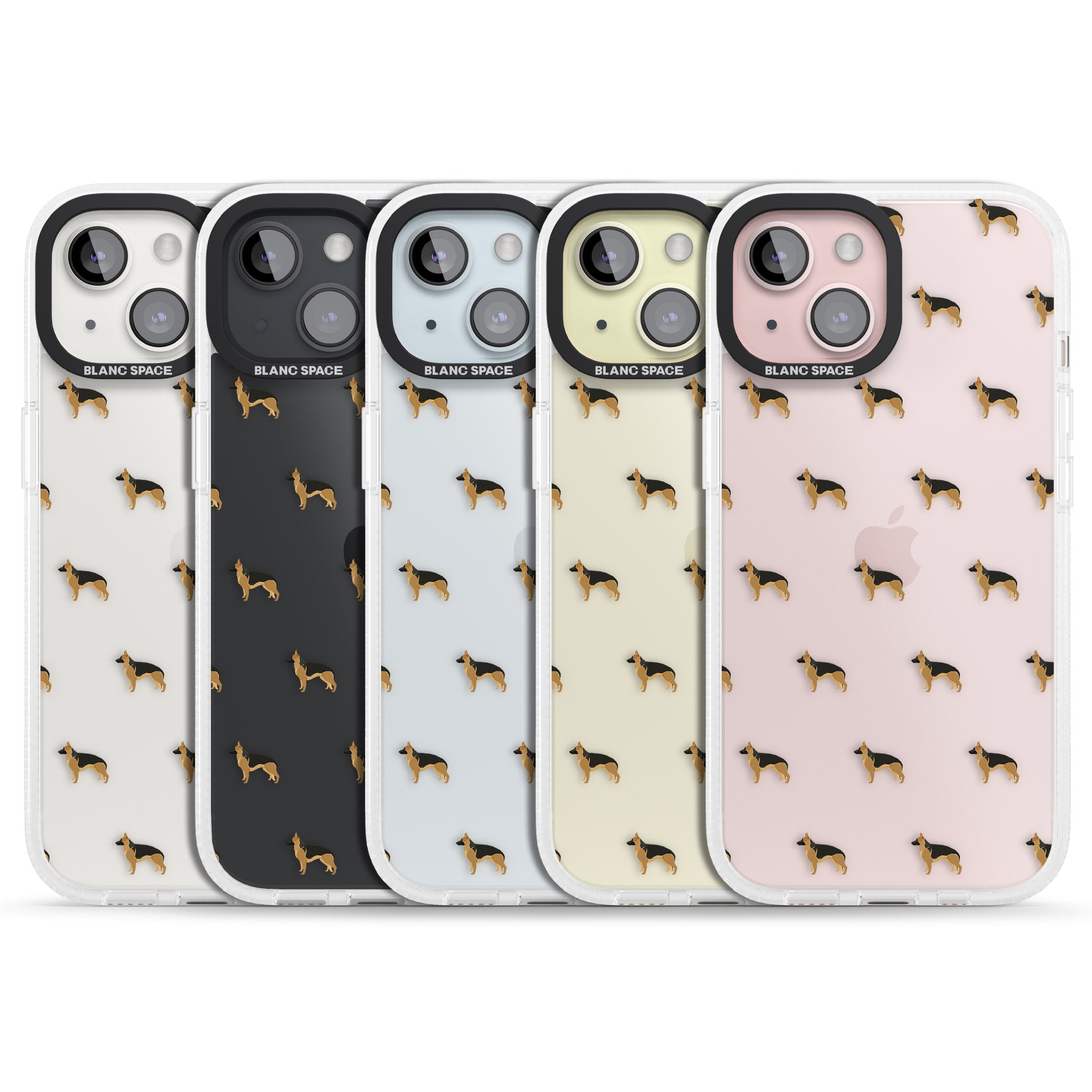 German Sherpard Dog Pattern Clear iPhone 15 / 14 / 13 Clear Case Impact Air - Blanc Space