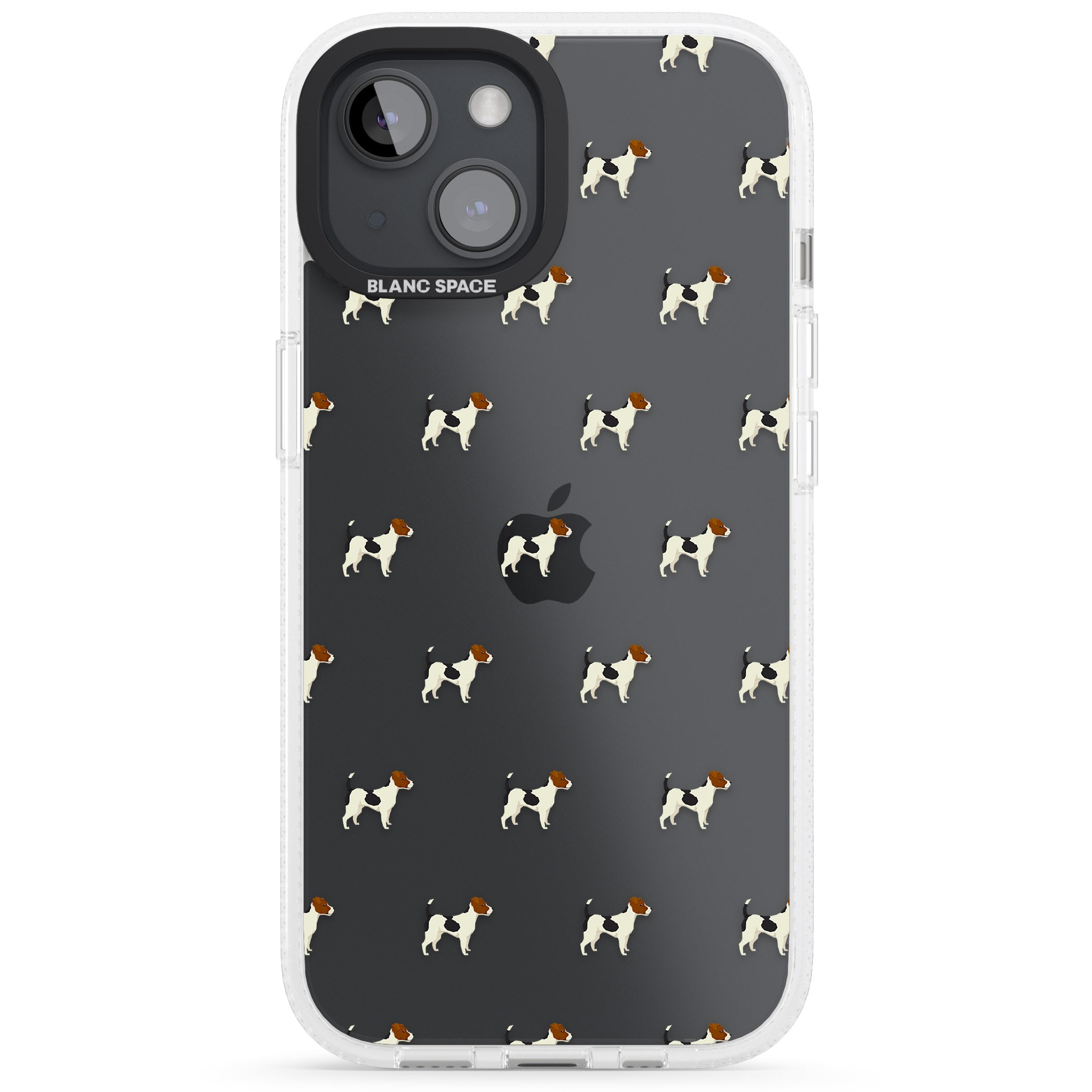 Jack Russell Terrier Dog Pattern Clear iPhone 15 / 14 / 13 Clear Case Impact Air - Blanc Space