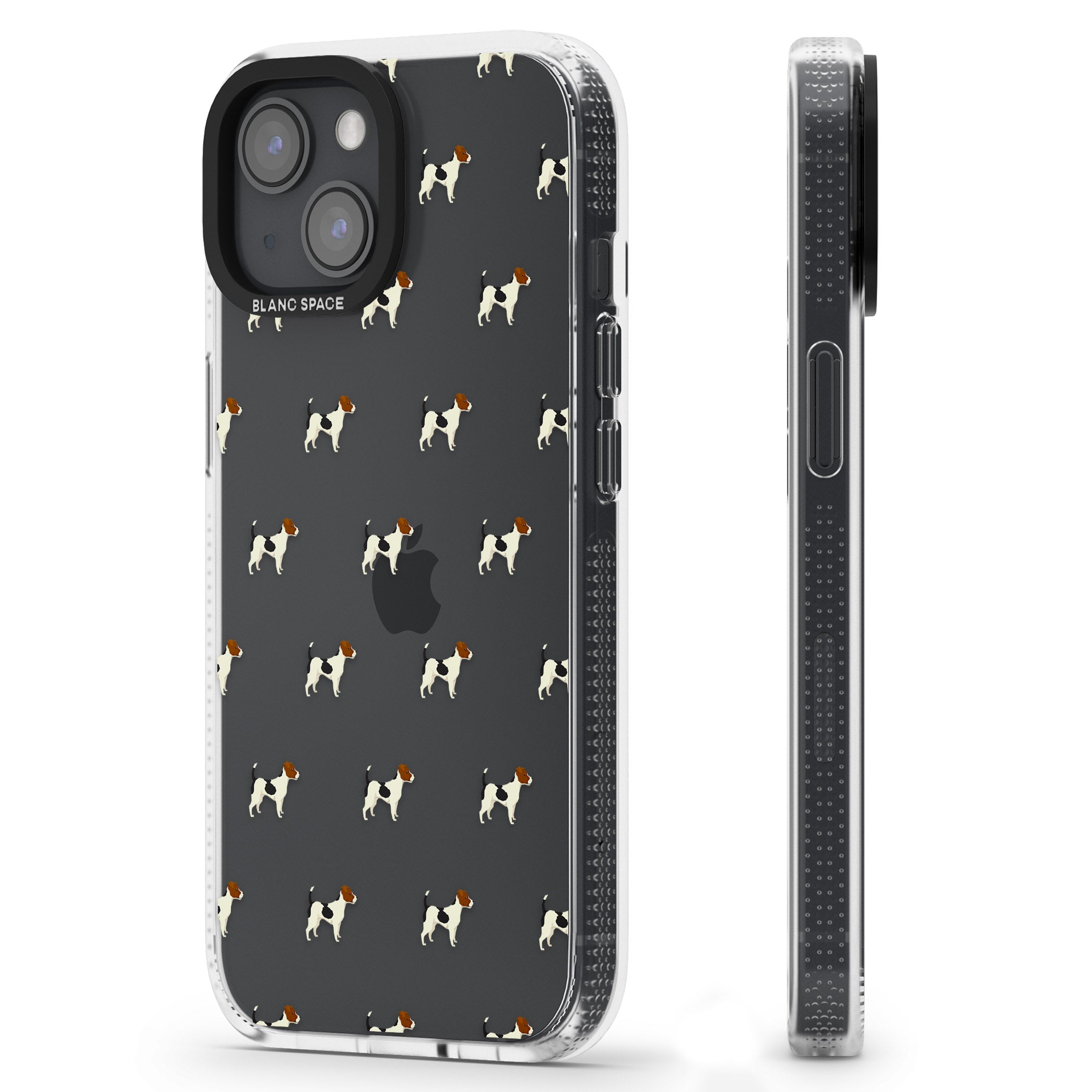 Jack Russell Terrier Dog Pattern Clear iPhone 15 / 14 / 13 Clear Case Impact Air - Blanc Space