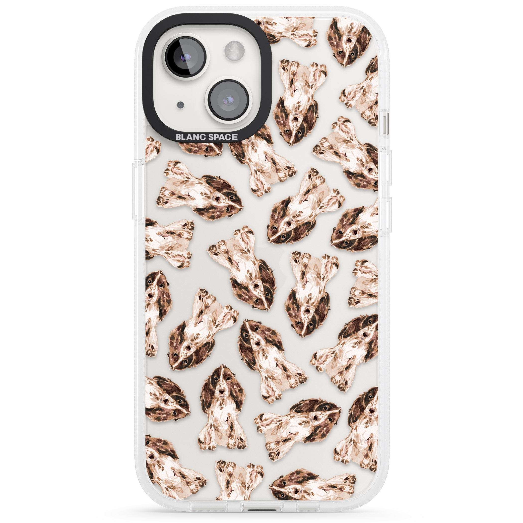 Cocker Spaniel (Brown) Watercolour Dog Pattern iPhone 15 / 14 / 13 Clear Case Impact Air - Blanc Space