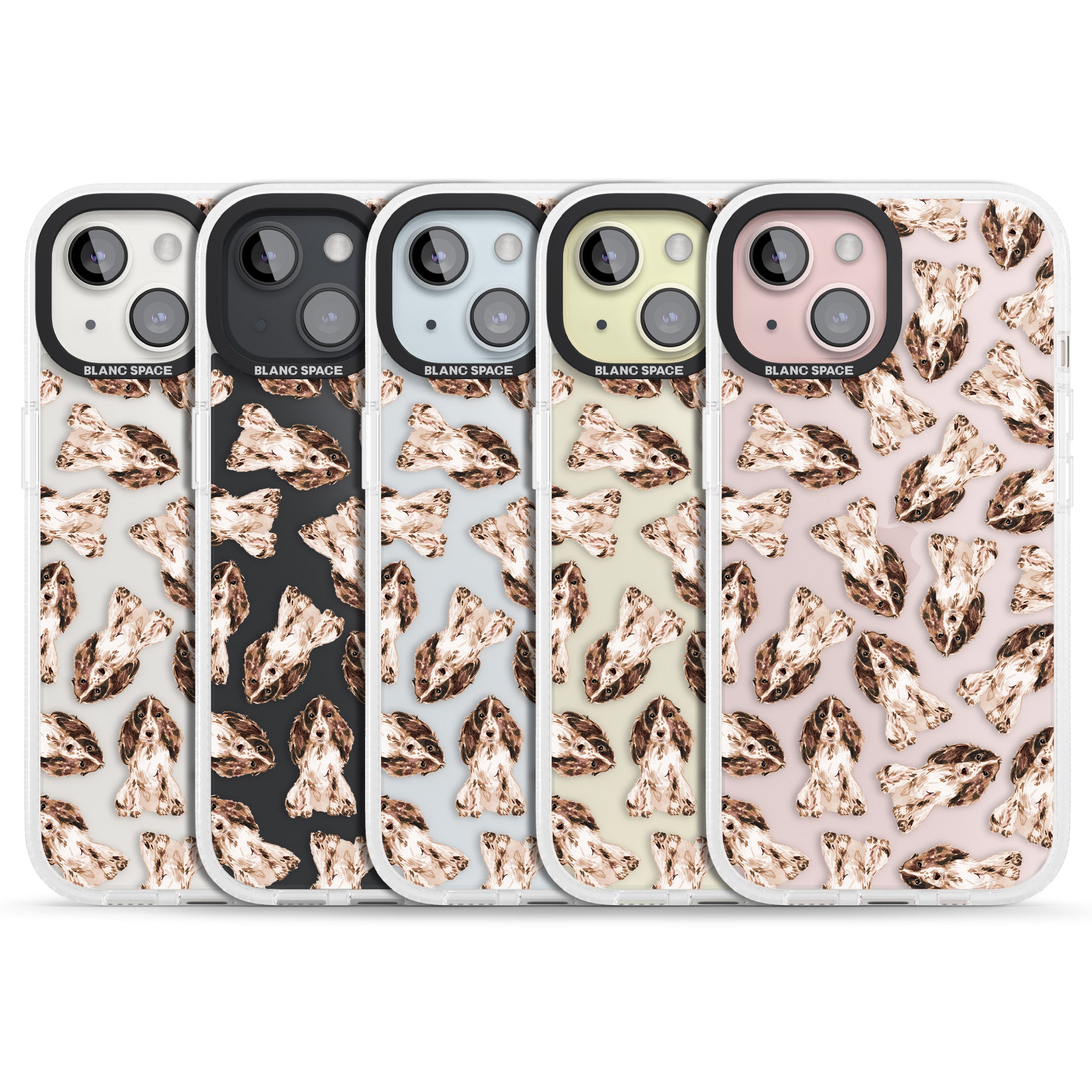 Cocker Spaniel (Brown) Watercolour Dog Pattern iPhone 15 / 14 / 13 Clear Case Impact Air - Blanc Space